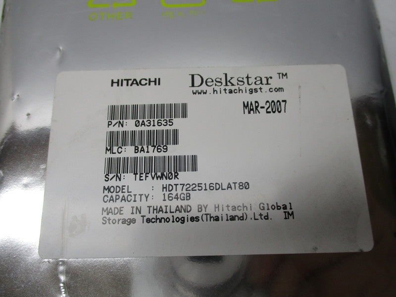 HITACHI HDT722516DLAT80 0A31635 HARD DRIVE 164GB  NSMP