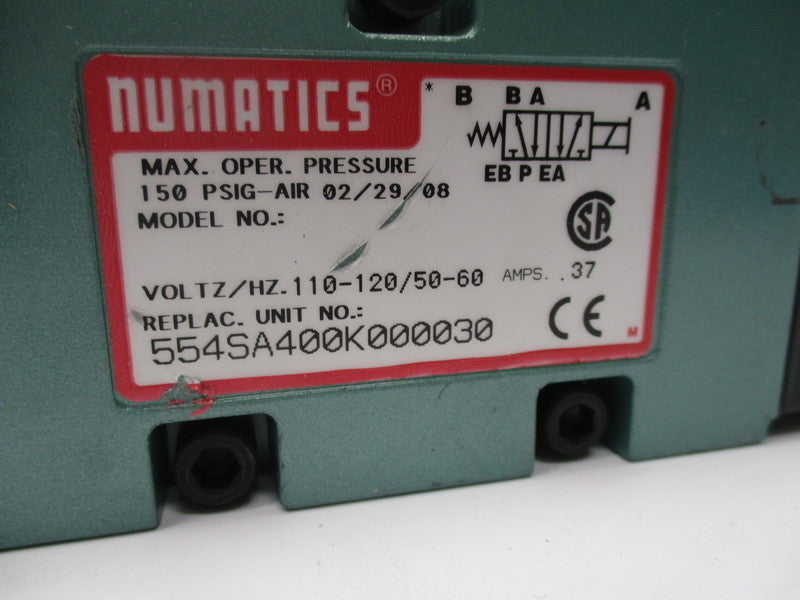 NUMATICS 554SA400K000030 120V 150PSI NSNP