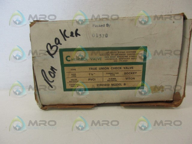 CHEMTROL 21801010 MODEL B VALVE *NEW IN BOX*