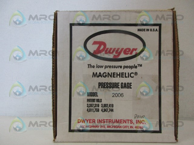 DWYER 2006 PRESSURE GAUGE 0-6" WC *NEW IN BOX*