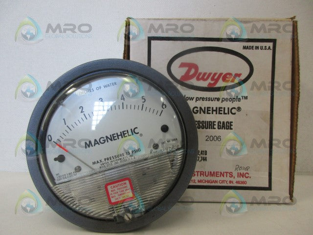 DWYER 2006 PRESSURE GAUGE 0-6" WC *NEW IN BOX*