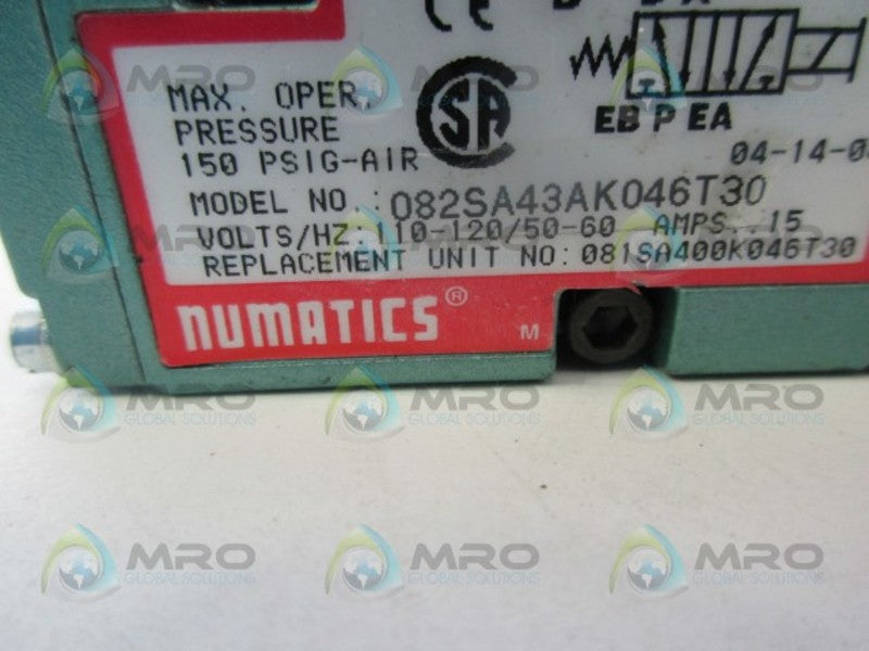 NUMATICS 082SA43AK046T30 SOLDENOID VALVE *NEW NO BOX*