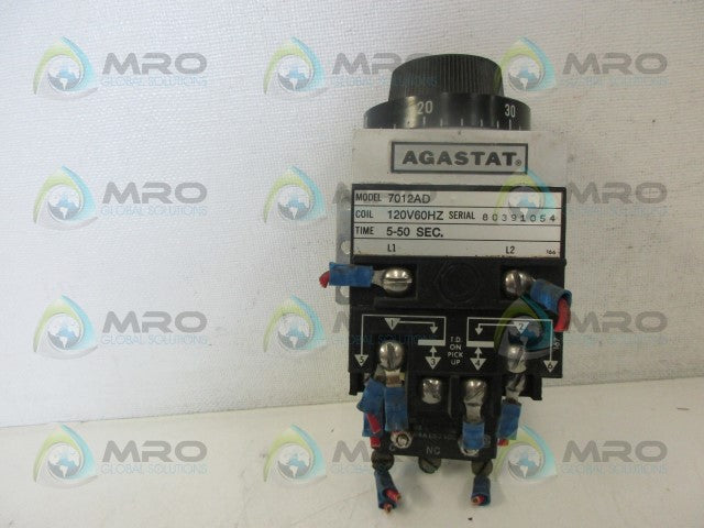 AGASTAT 7012AD TIME DELAY RELAY 5-50 SEC. *USED*