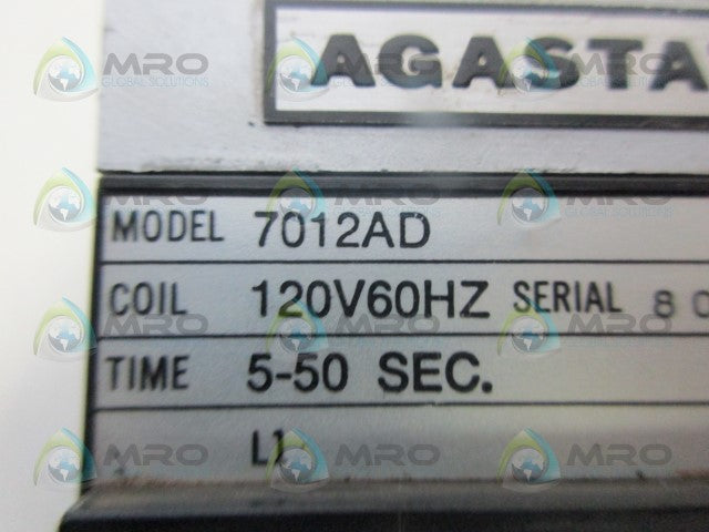 AGASTAT 7012AD TIME DELAY RELAY 5-50 SEC. *USED*