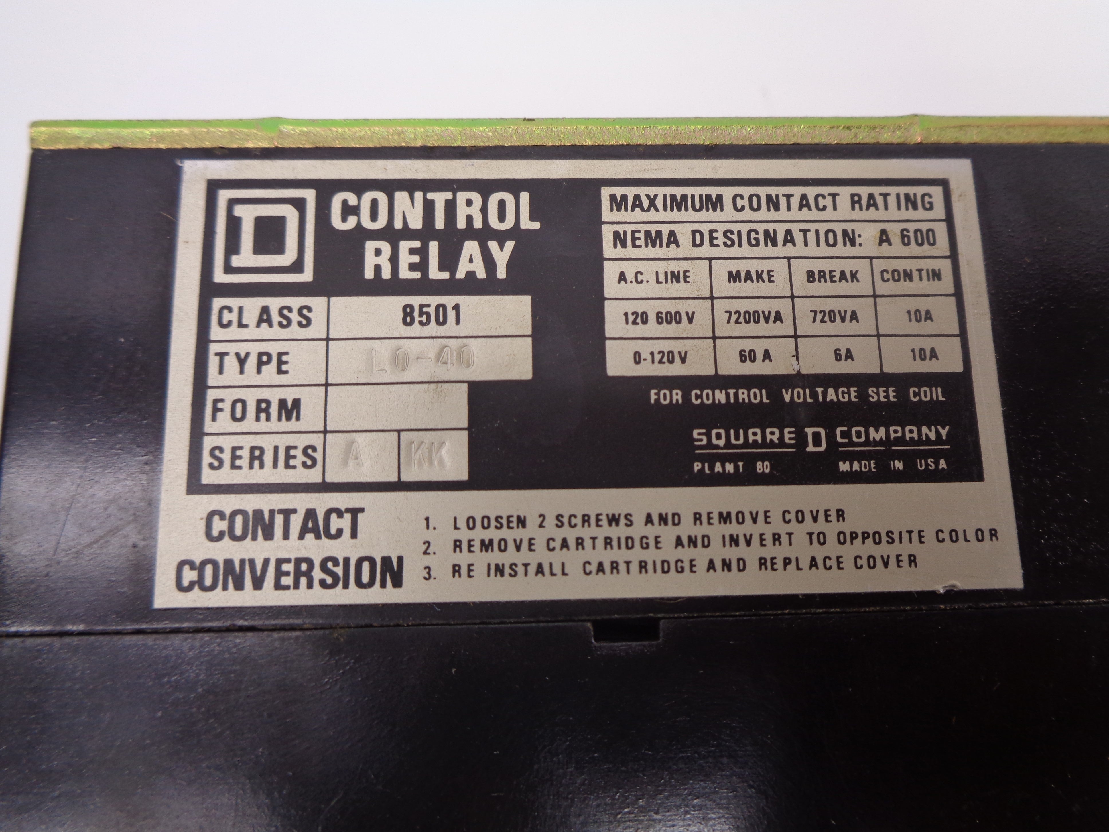 SQUARE D 8501L SER. A 10A 120V  NSNP