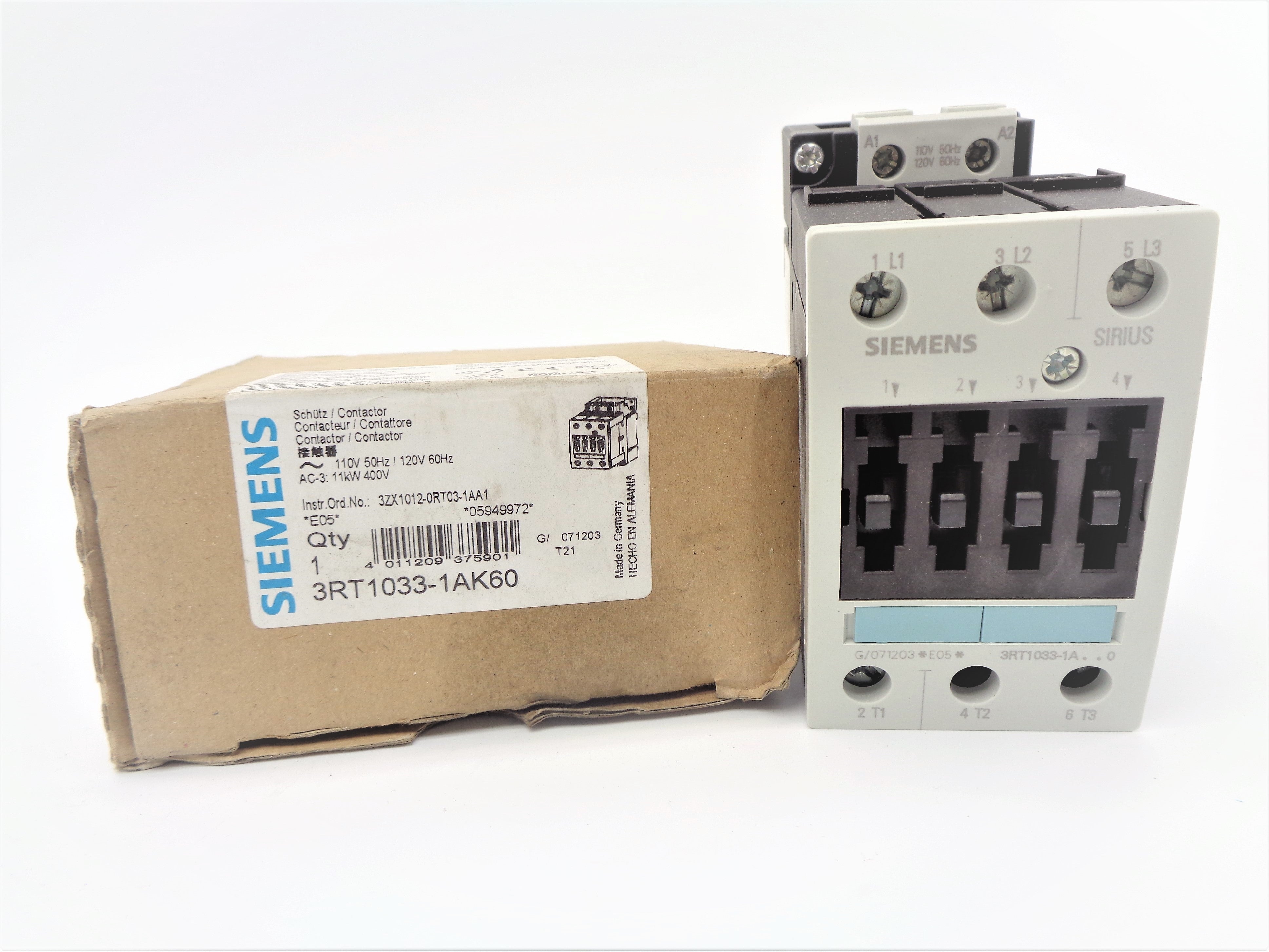 SIEMENS 3RT1033-1AK60 110/120VAC NSMP