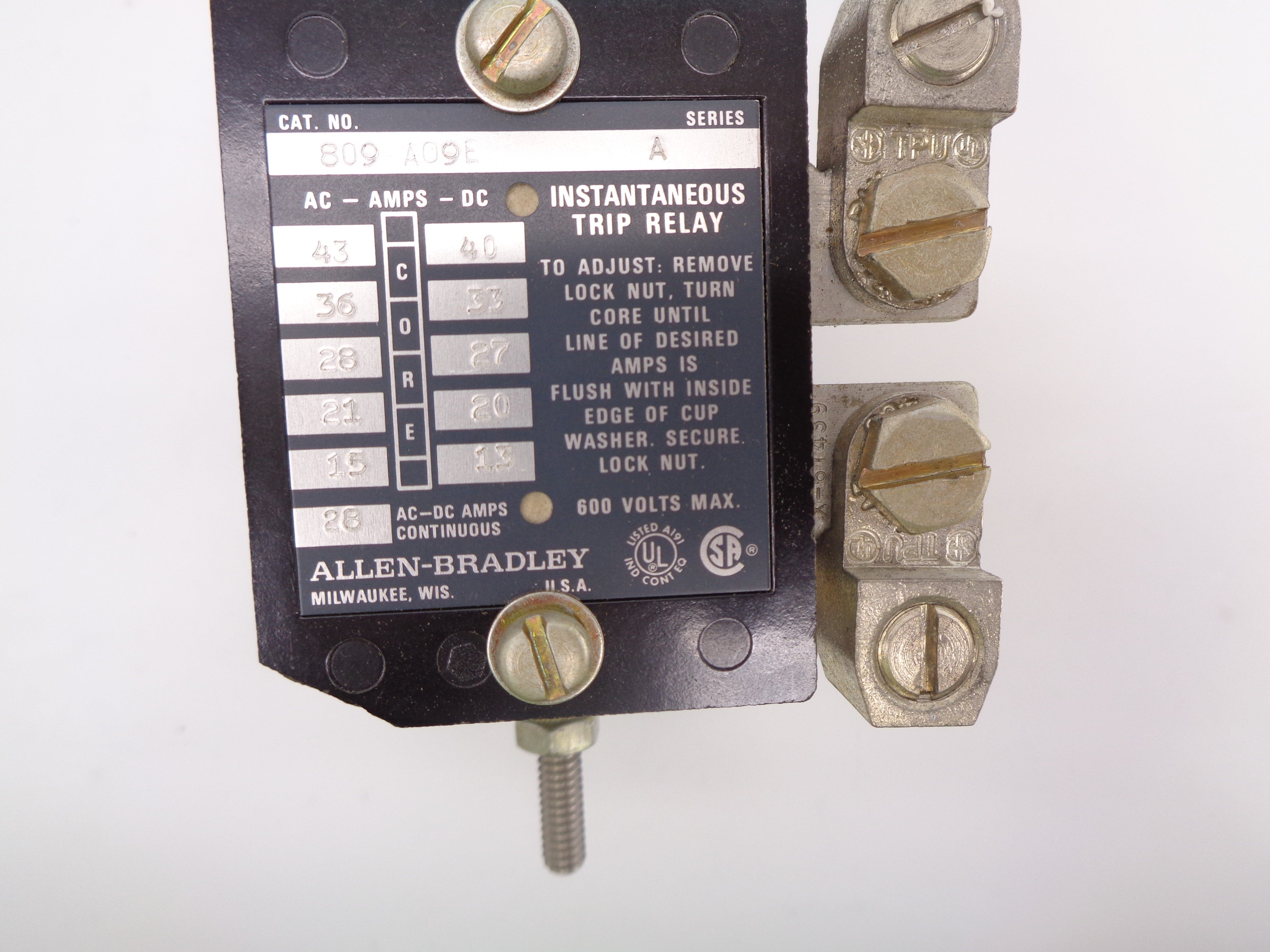 ALLEN BRADLEY 809-A09E SER. A 120V 28A UNMP