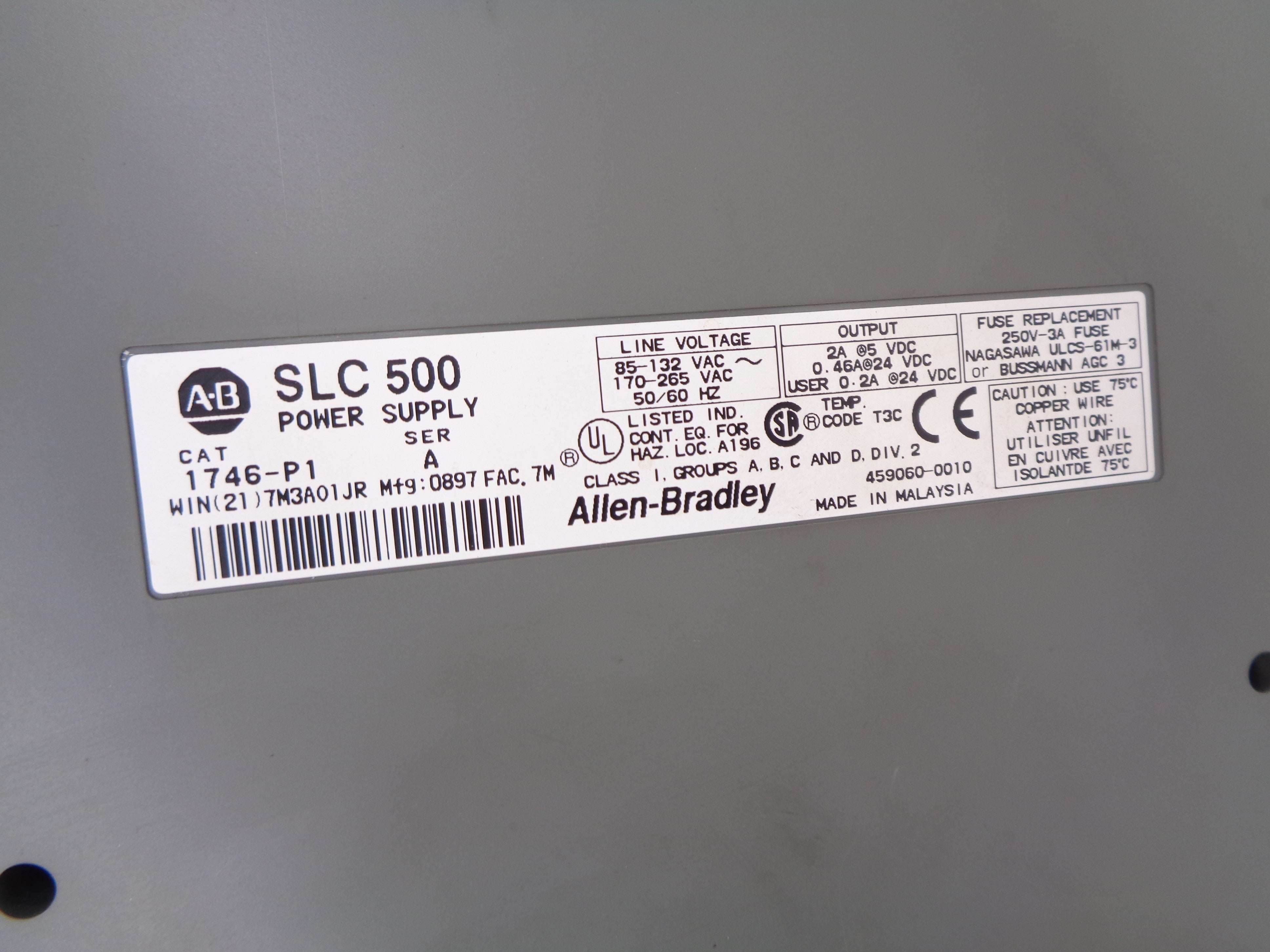 ALLEN BRADLEY 1746-P1 SER. A UNMP