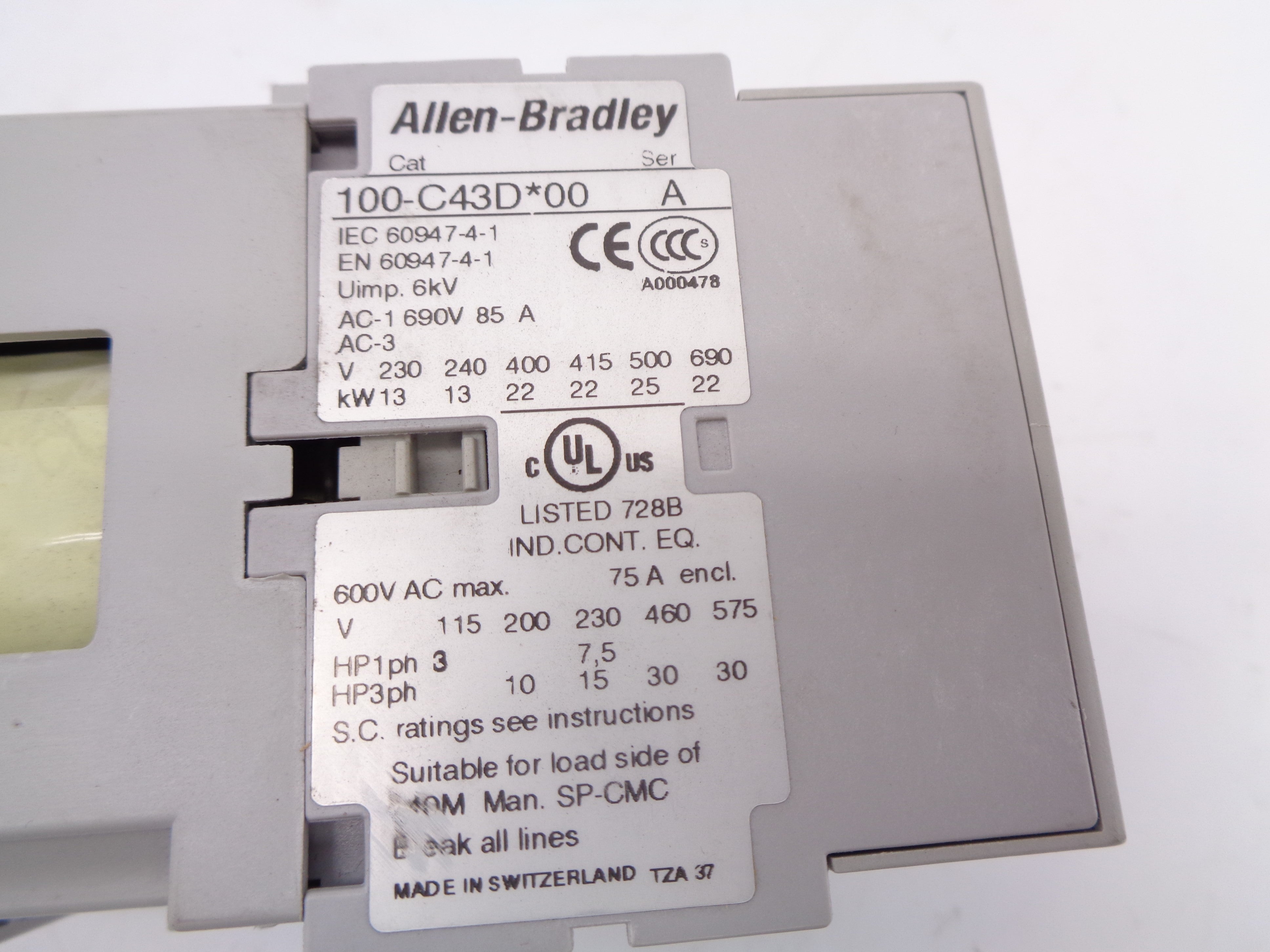 ALLEN BRADLEY 100-C43DJ00 SER. A 24V NSNP