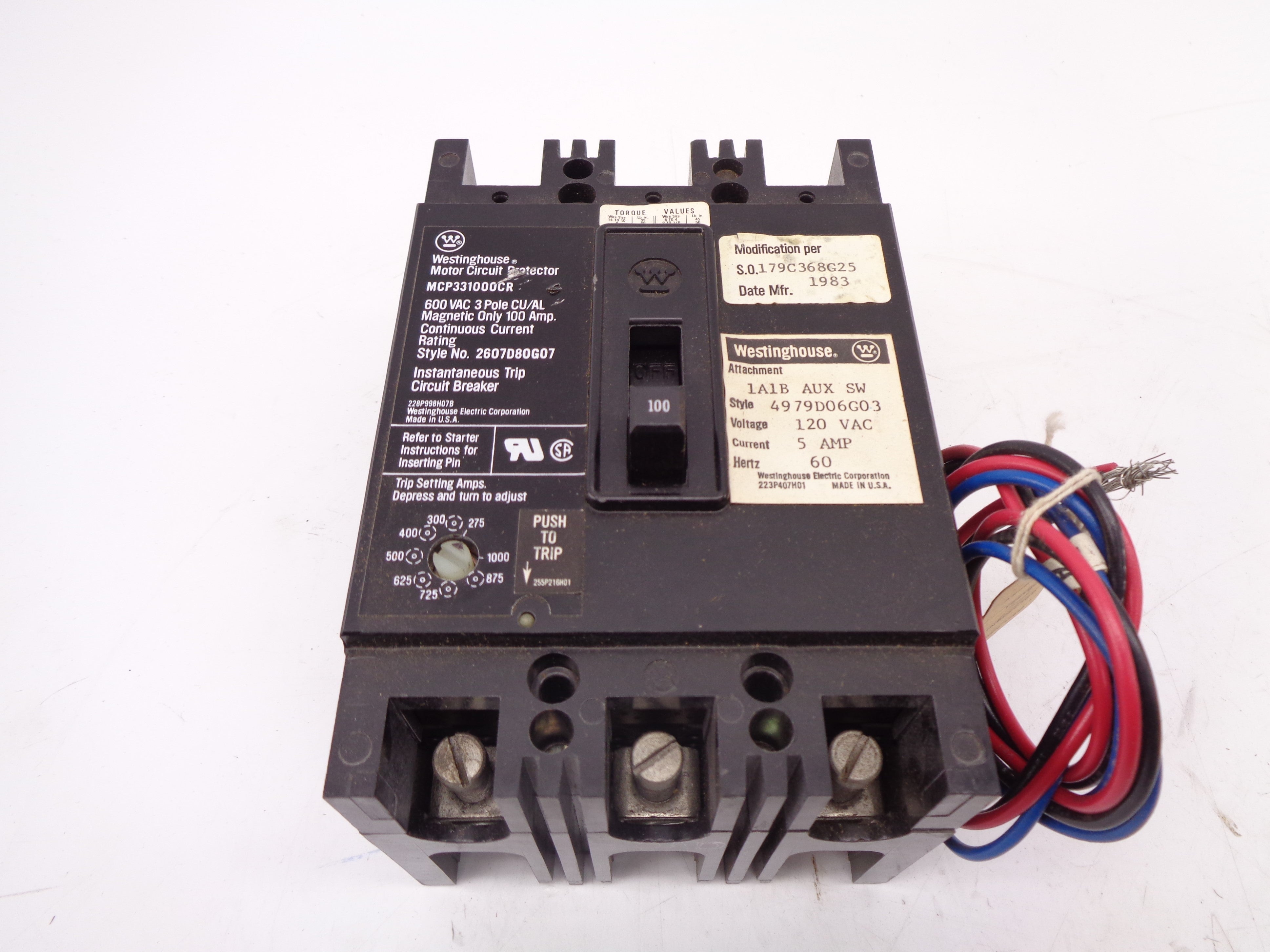 WESTINGHOUSE 179C368G25 100A 600V NSMP