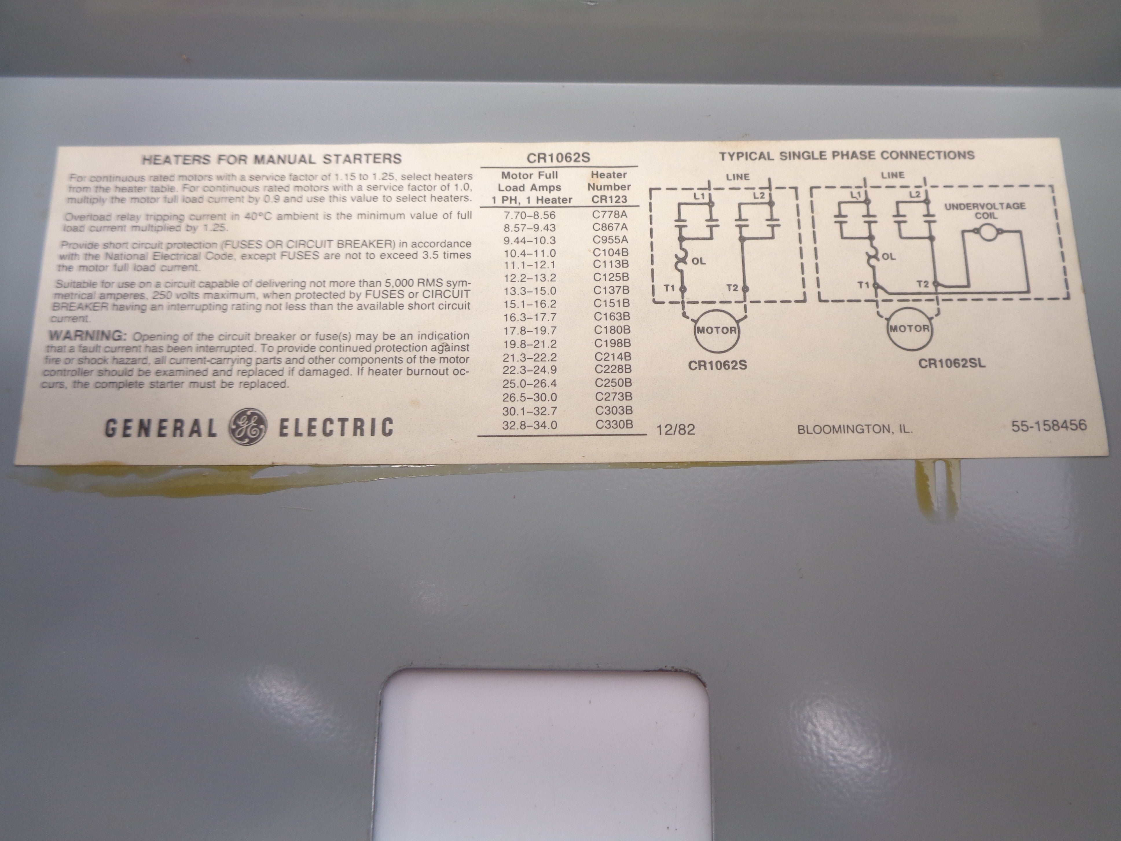 GENERAL ELECTRIC CR1062S27A 230V NSNP