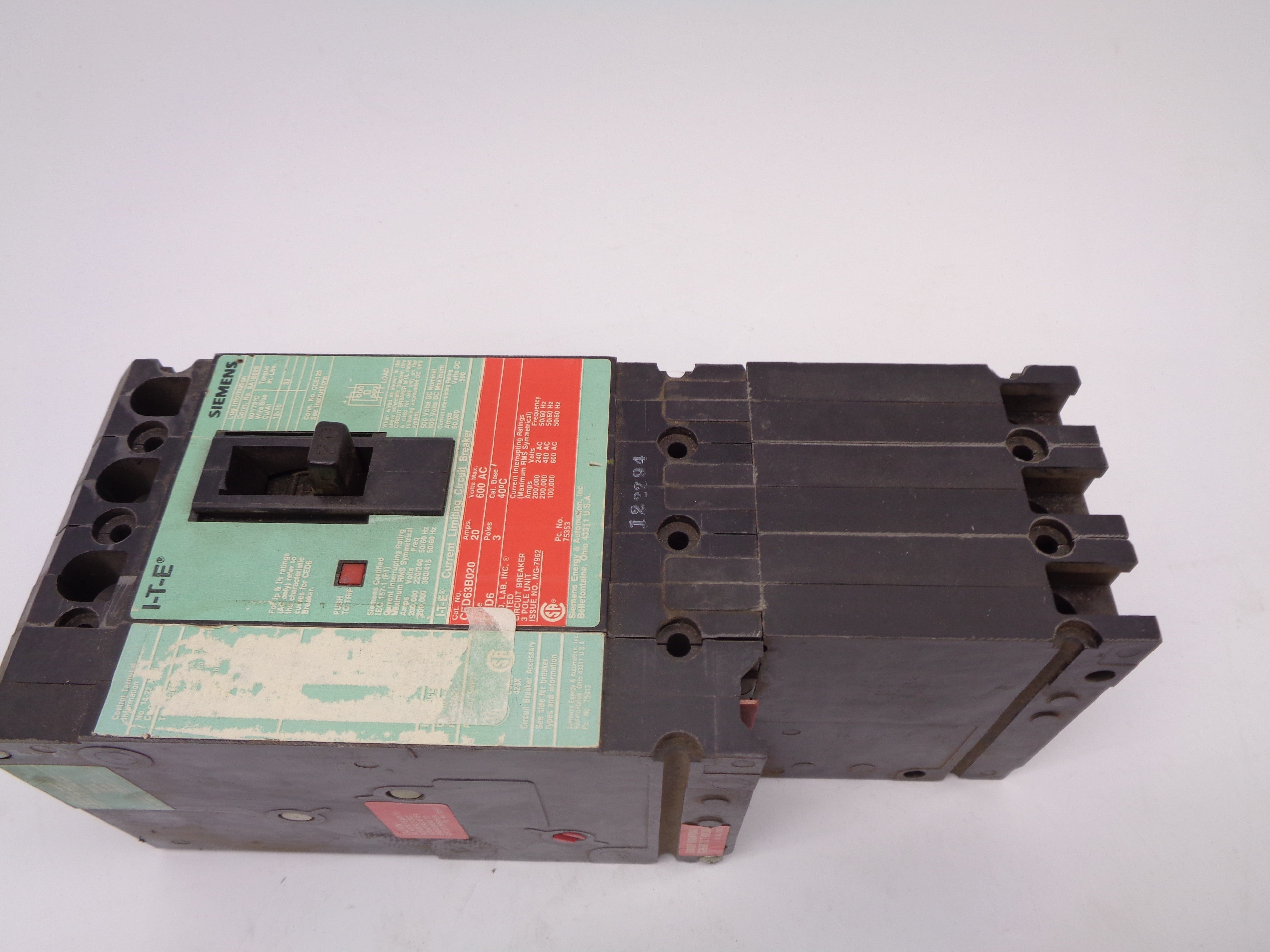 SIEMENS CED63B020 20A 600V UNMP