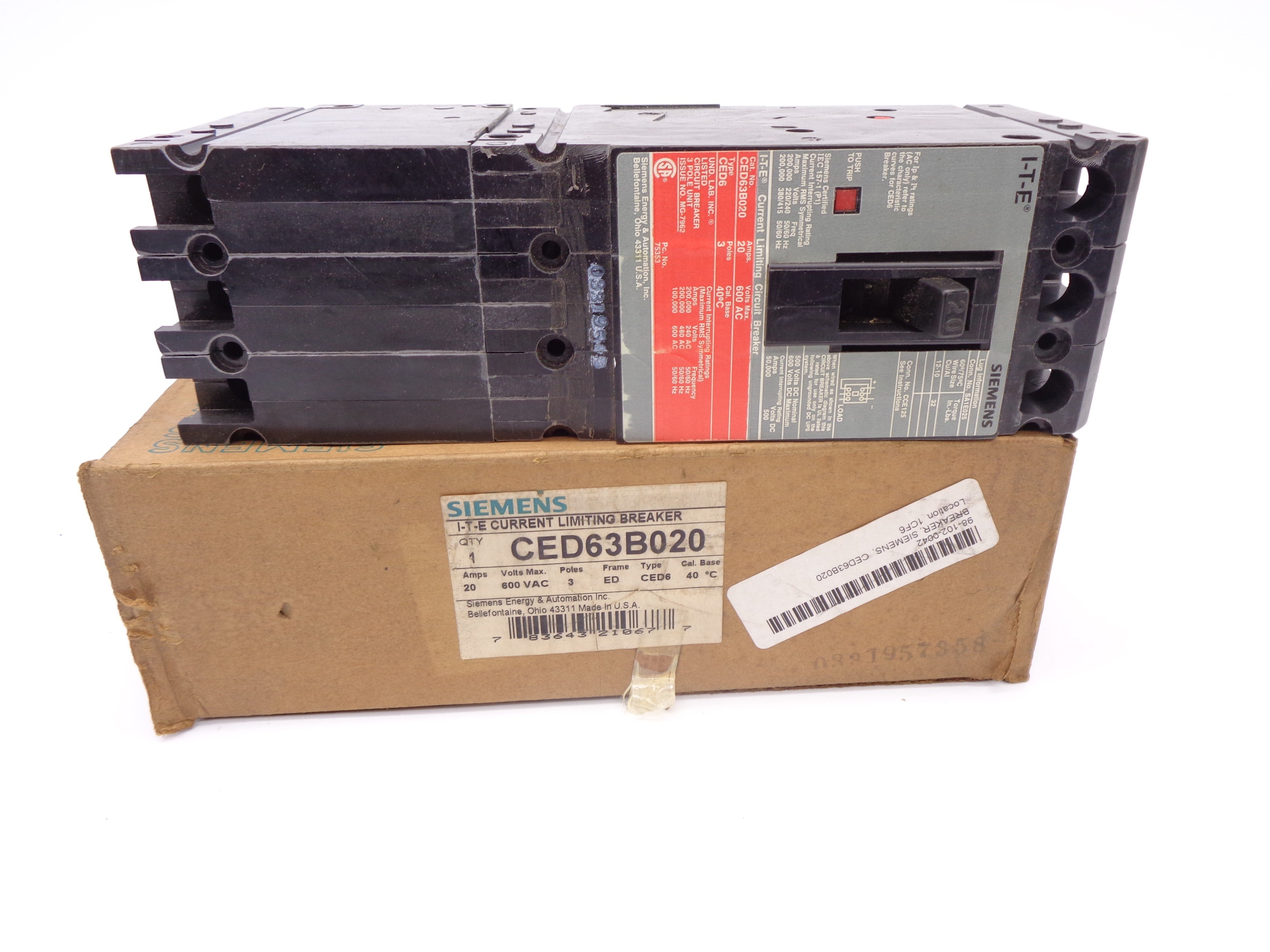 SIEMENS CED63B020 600V 20A NSMP