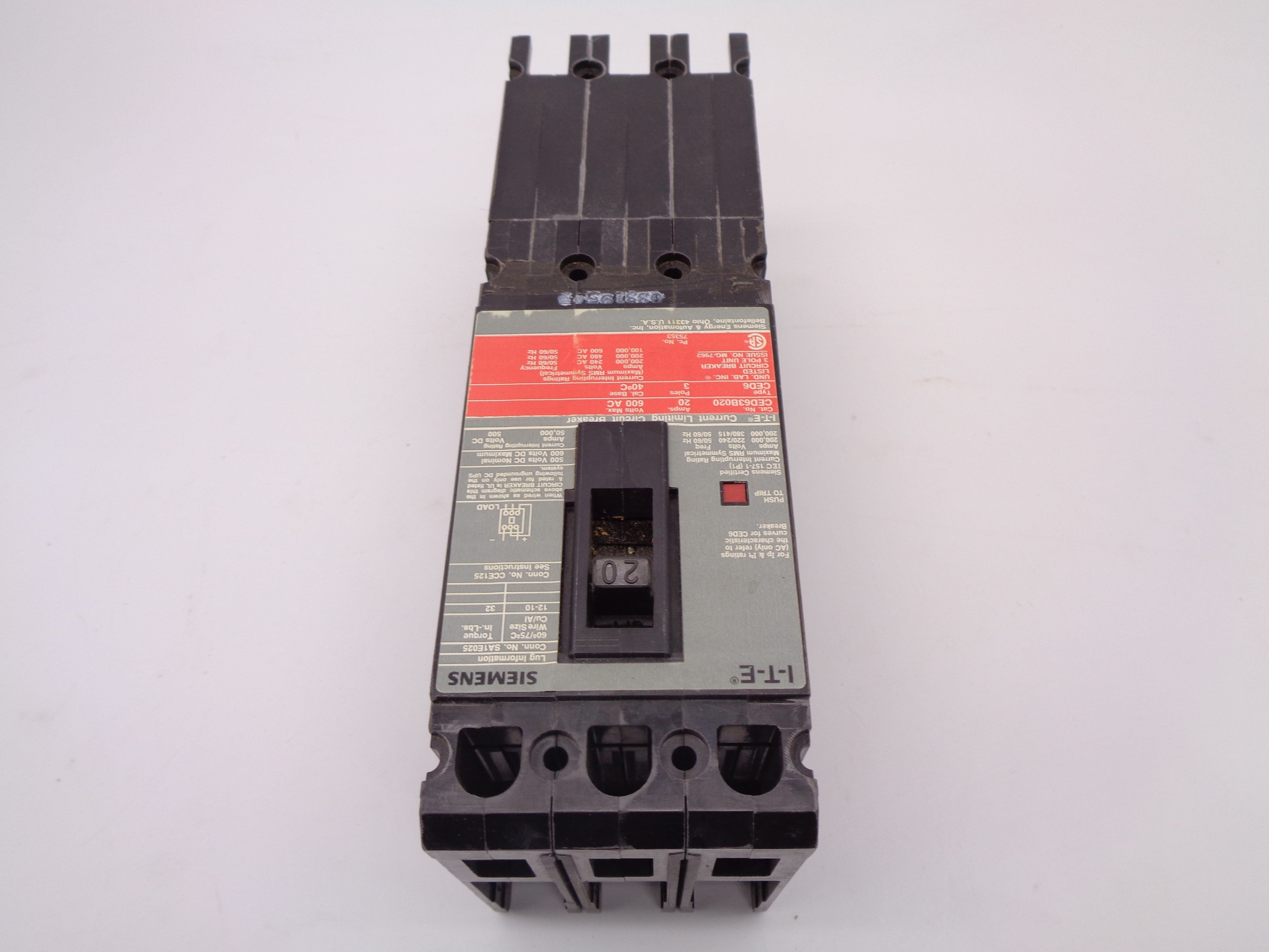 SIEMENS CED63B020 600V 20A NSMP