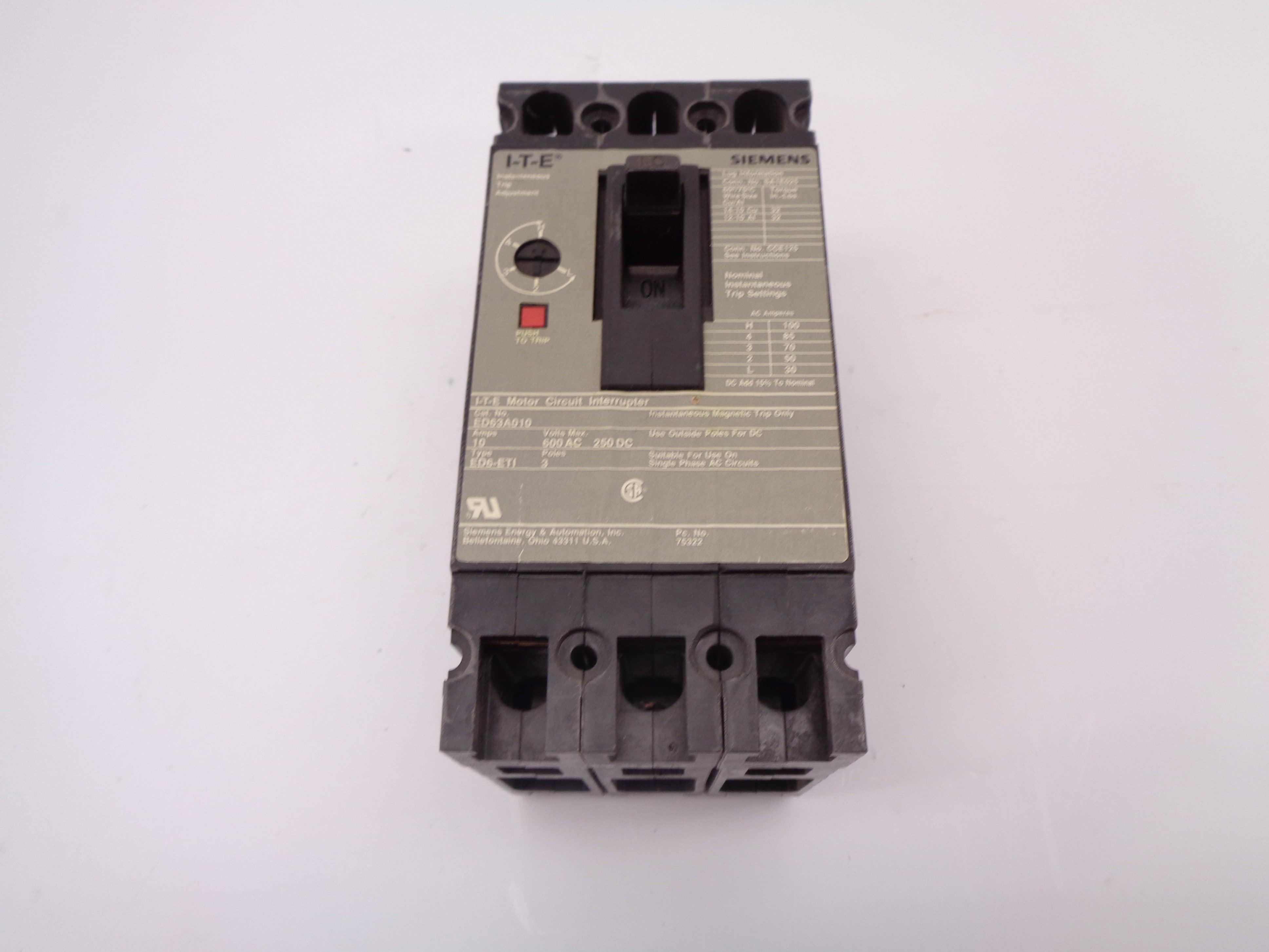 SIEMENS ED63A010 10A 250V NSNP