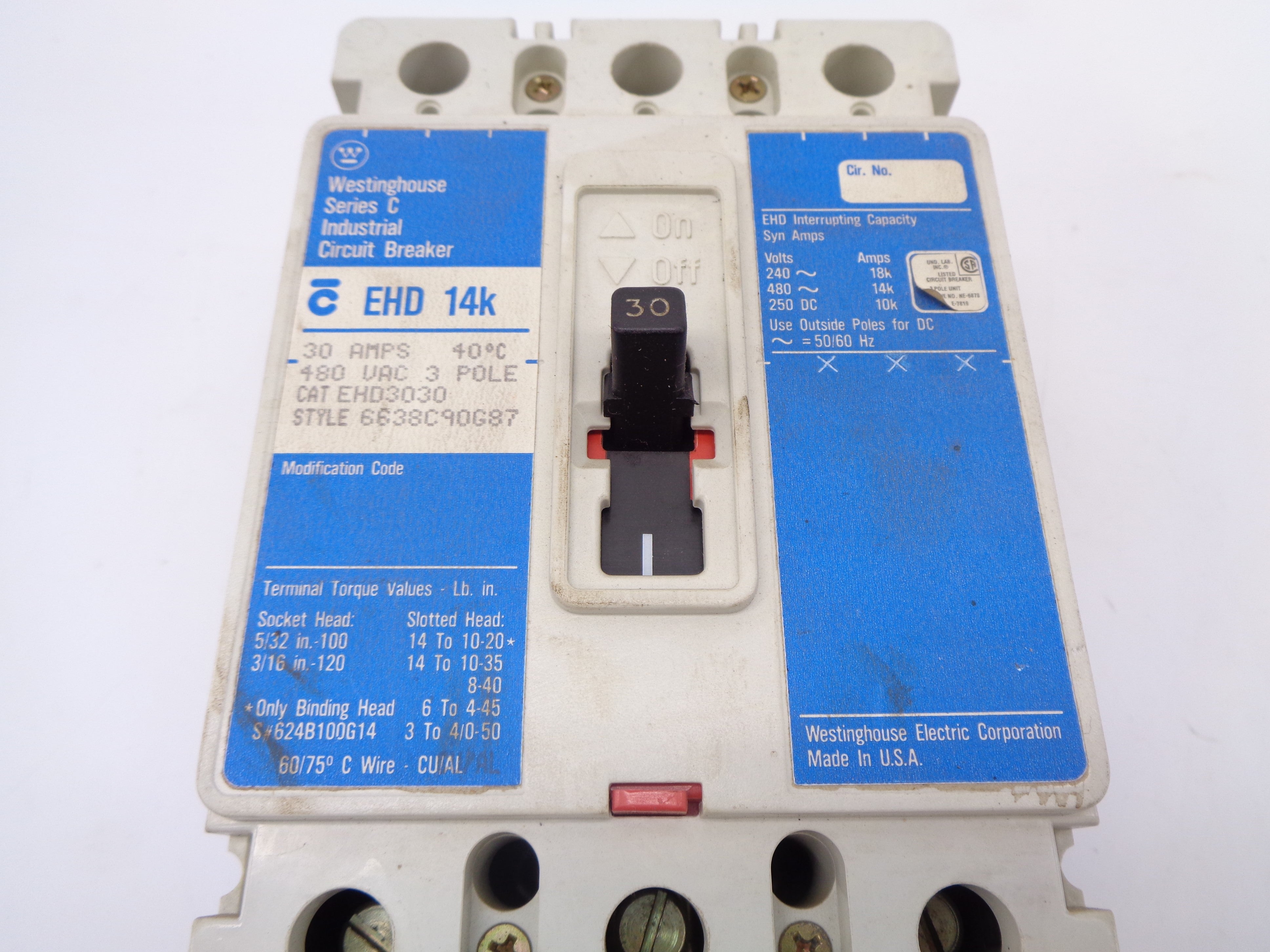 WESTINGHOUSE EHD3030 30A 480V NSNP