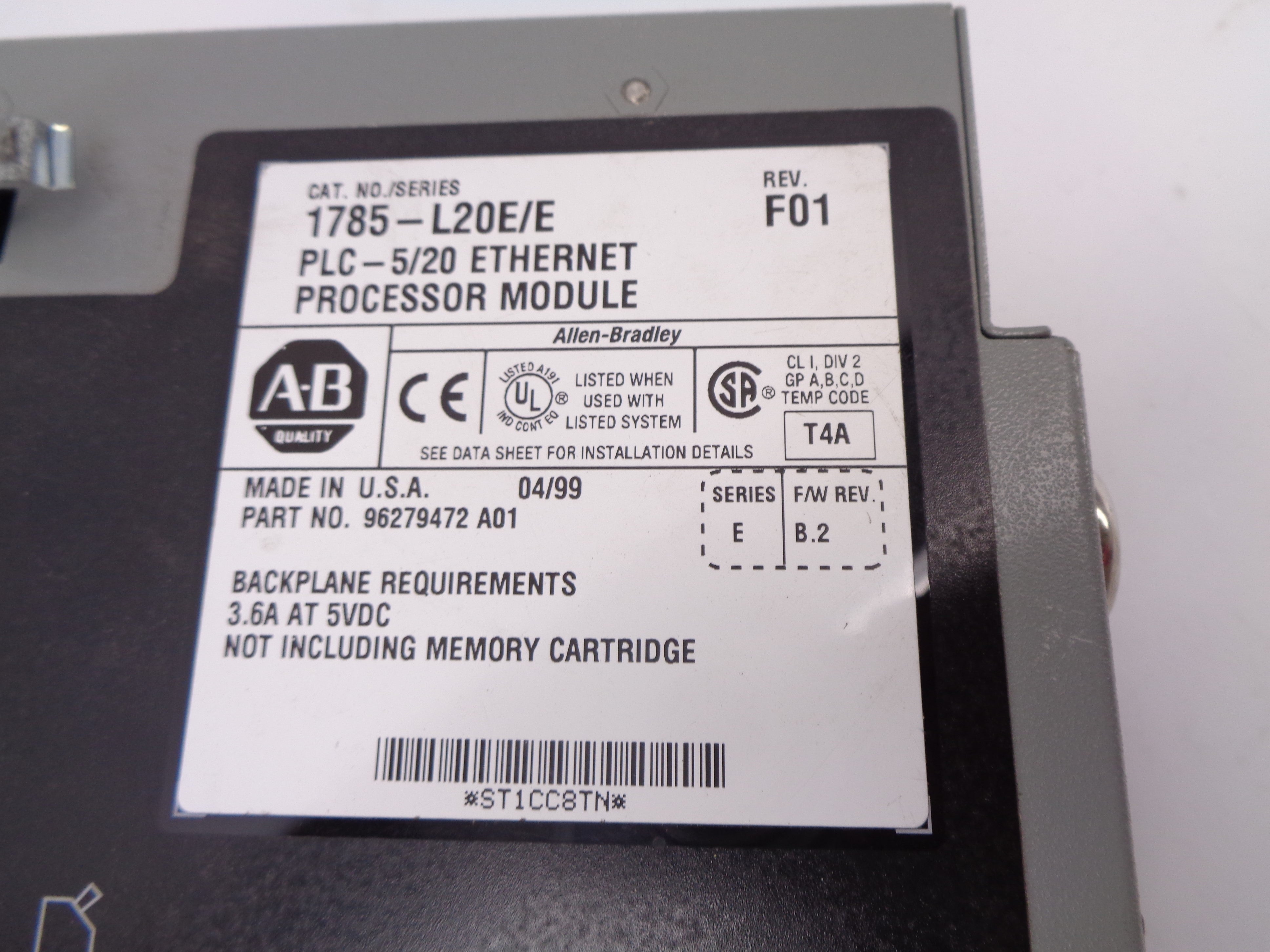 ALLEN BRADLEY 1785-L20E SER. E F/W B.2 UNMP