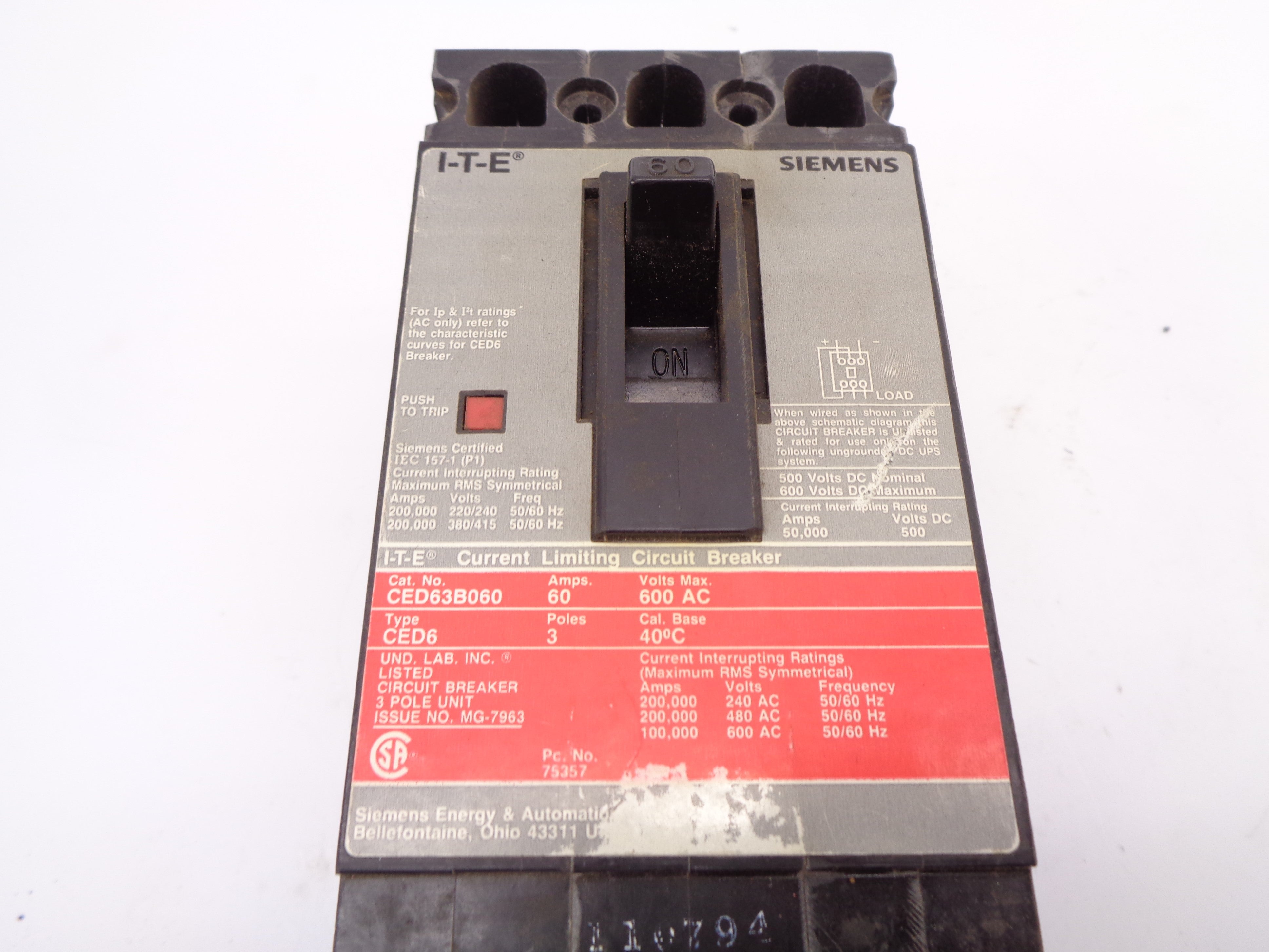 SIEMENS CED63B060 60A NSNP