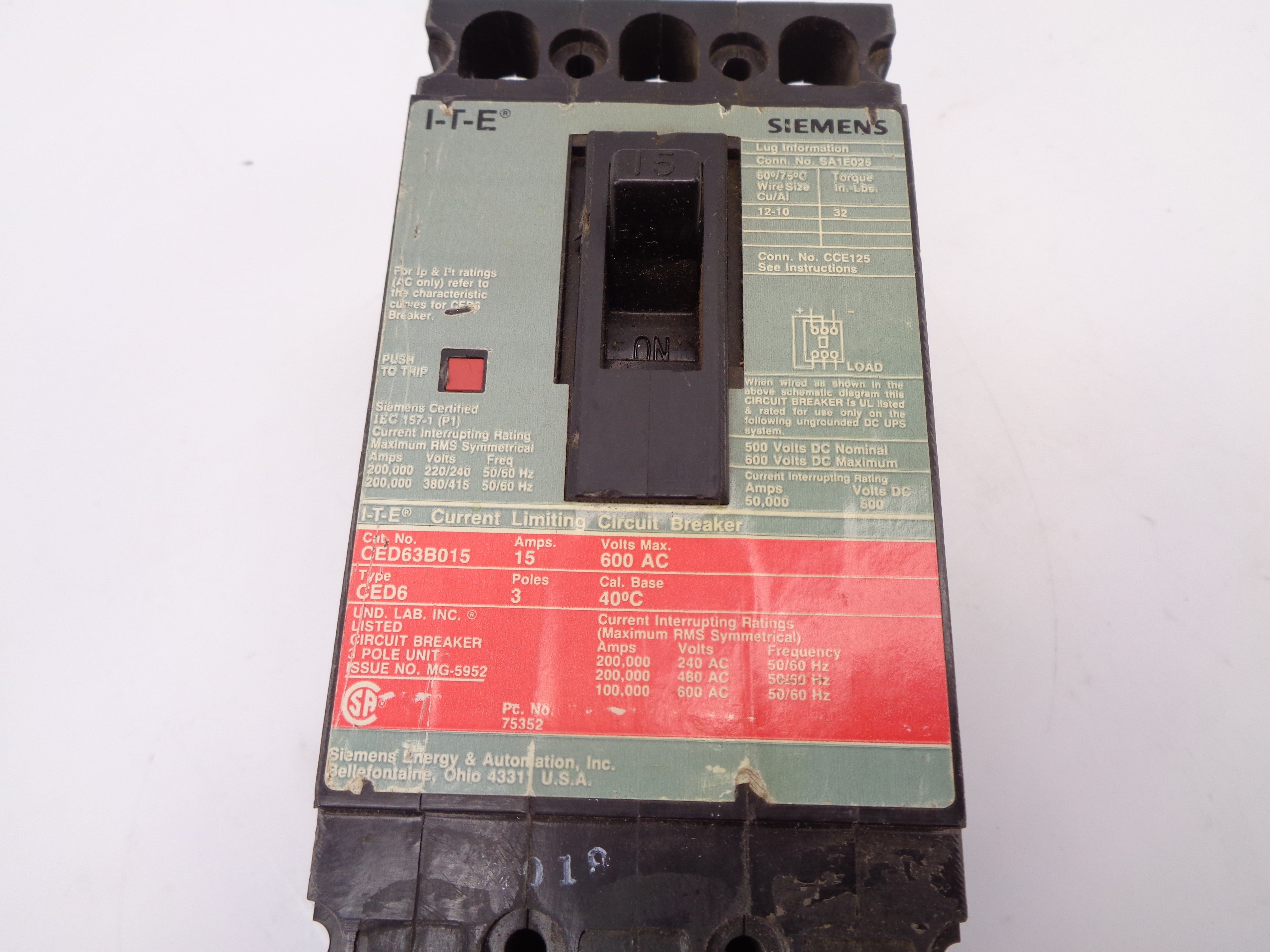 SIEMENS CED63B015 15A NSNP