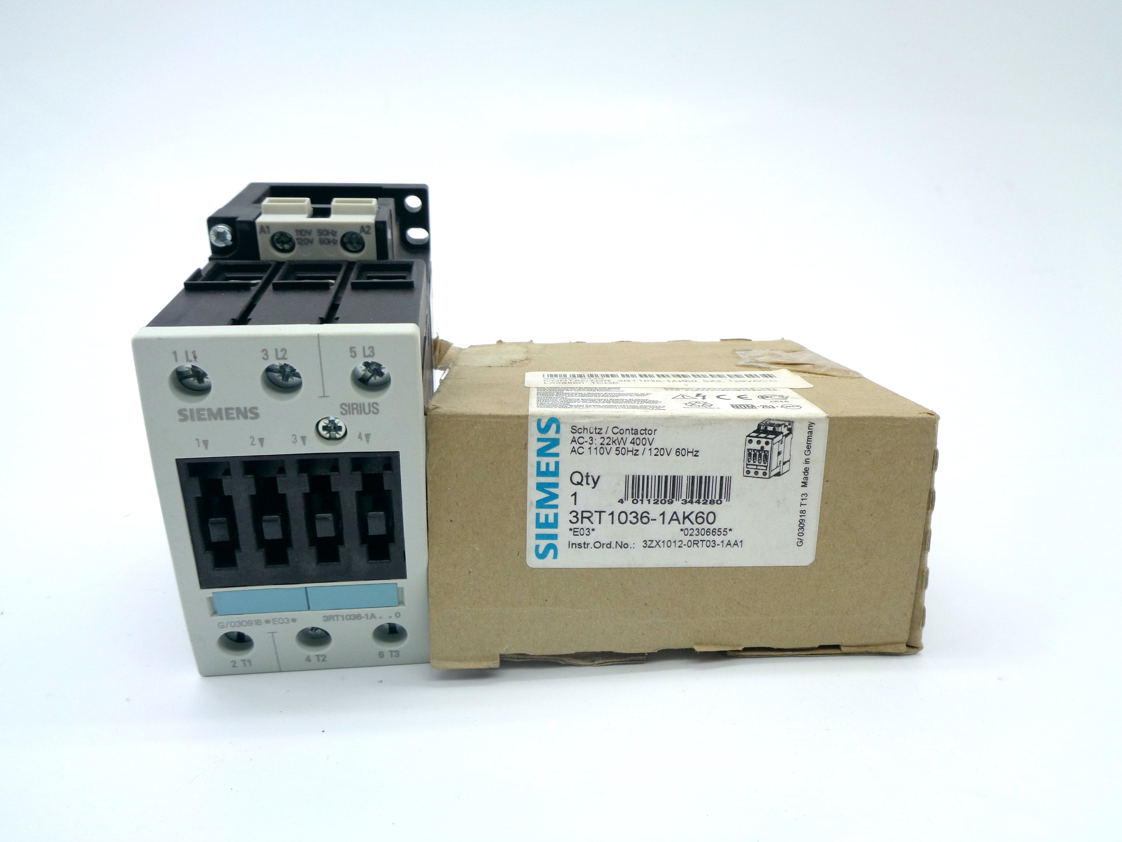 SIEMENS 3RT1036-1AK60 120V NSMP