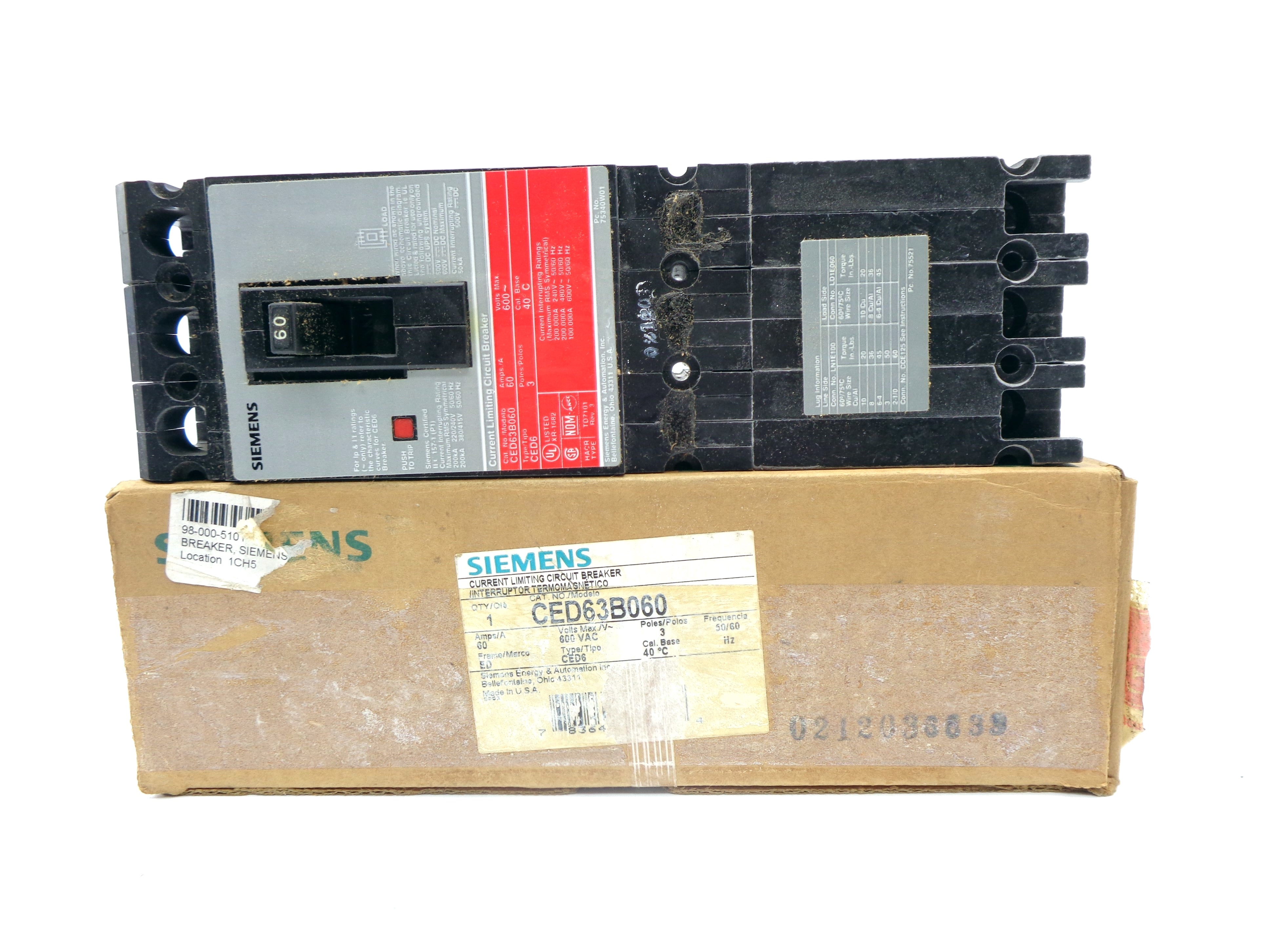 SIEMENS CED63B060 600V 60A NSMP