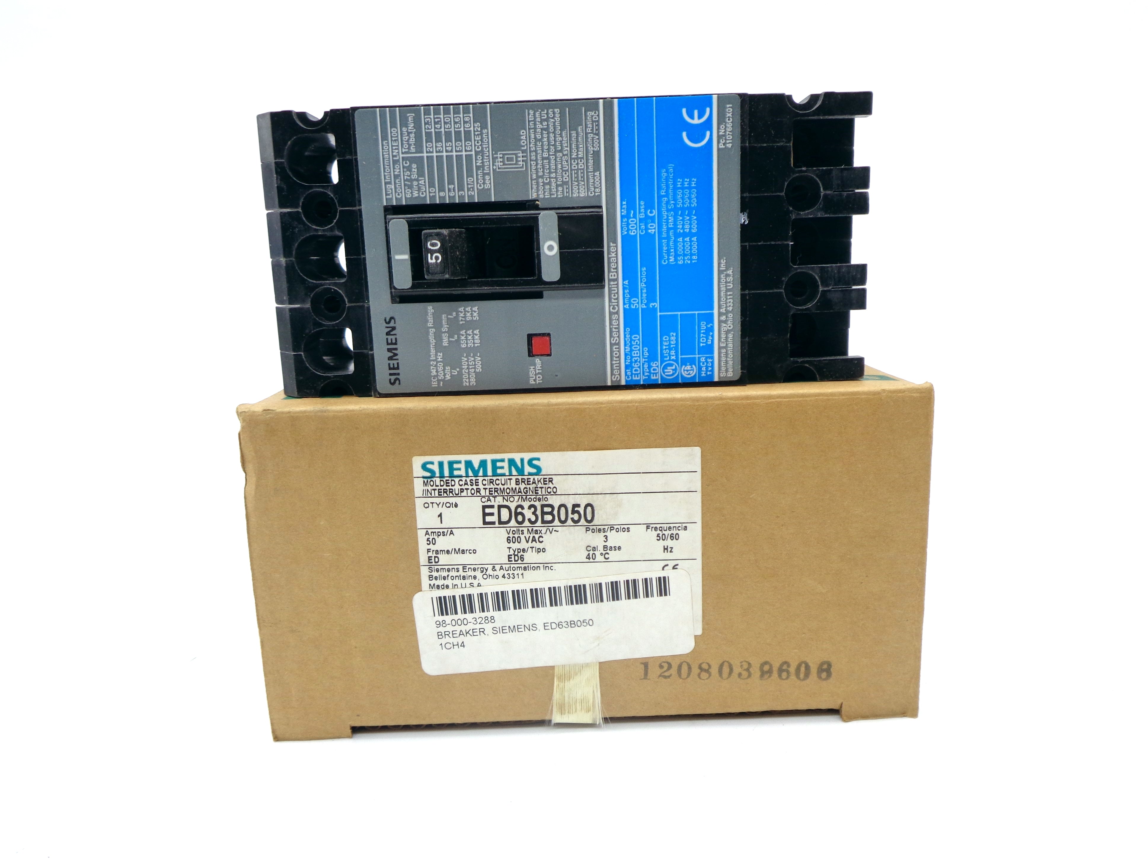 SIEMENS ED63B050 50A 600V NSMP