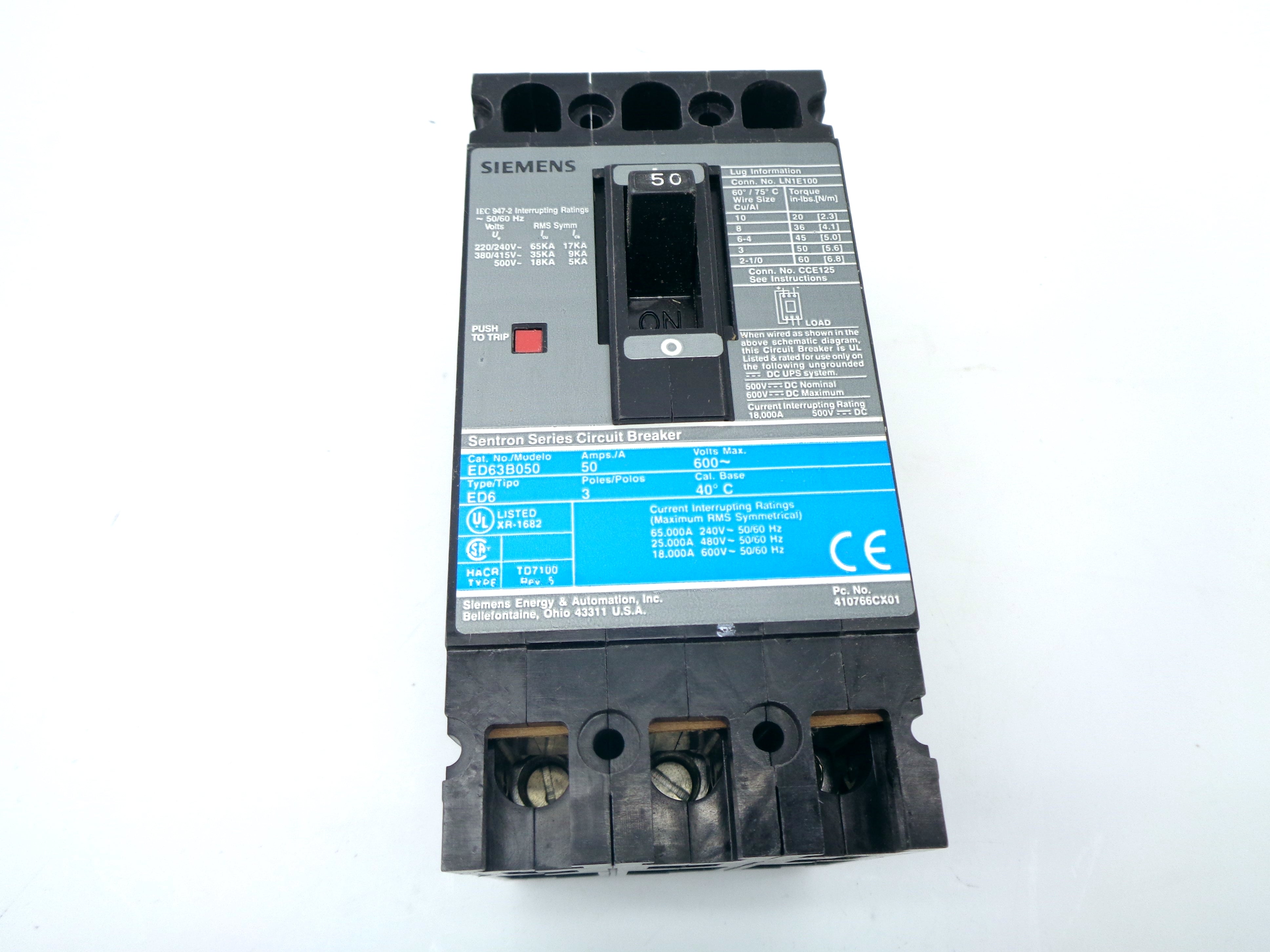 SIEMENS ED63B050 50A 600V NSMP