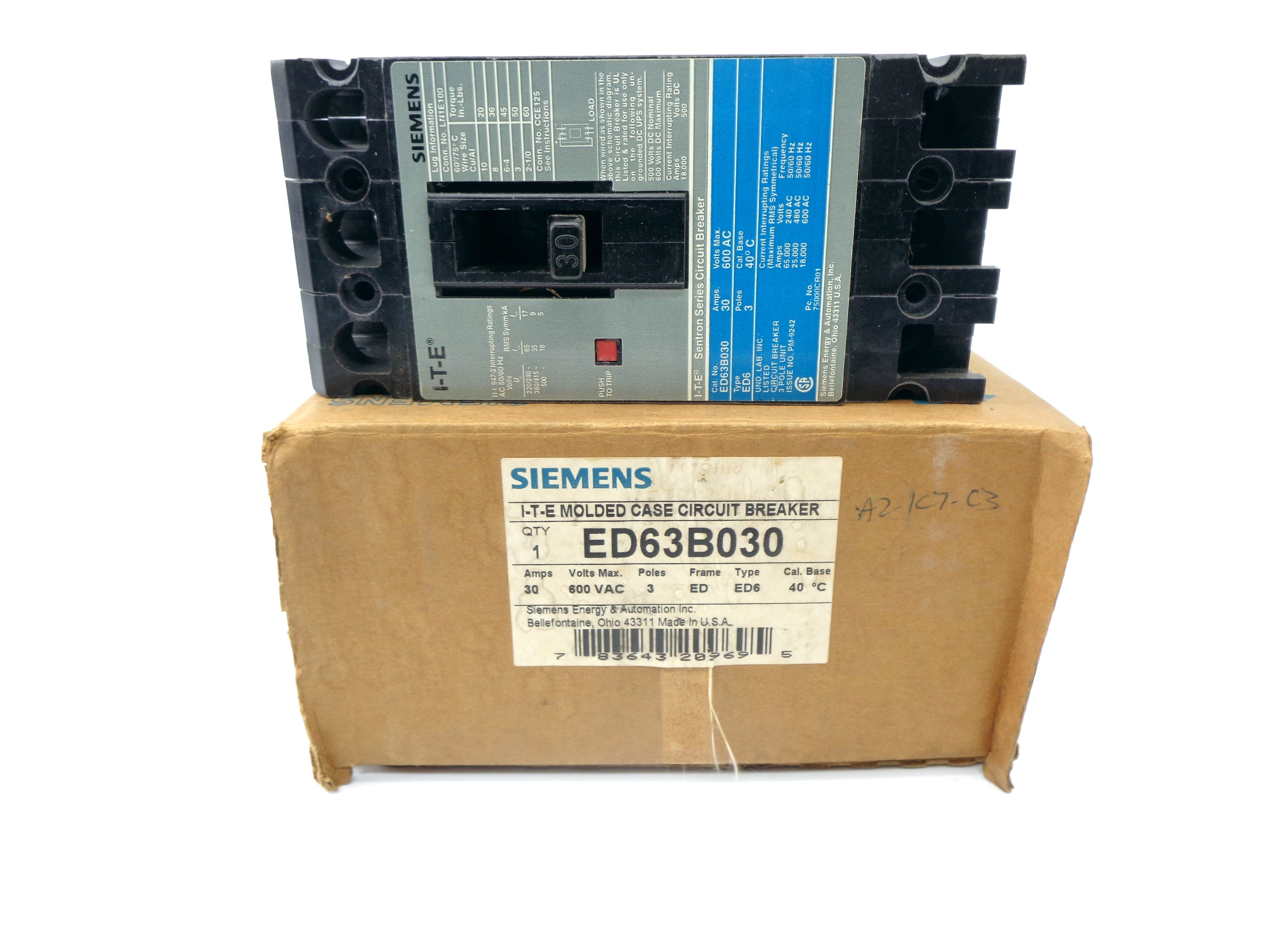 SIEMENS ED63B030 30A 600V NSMP