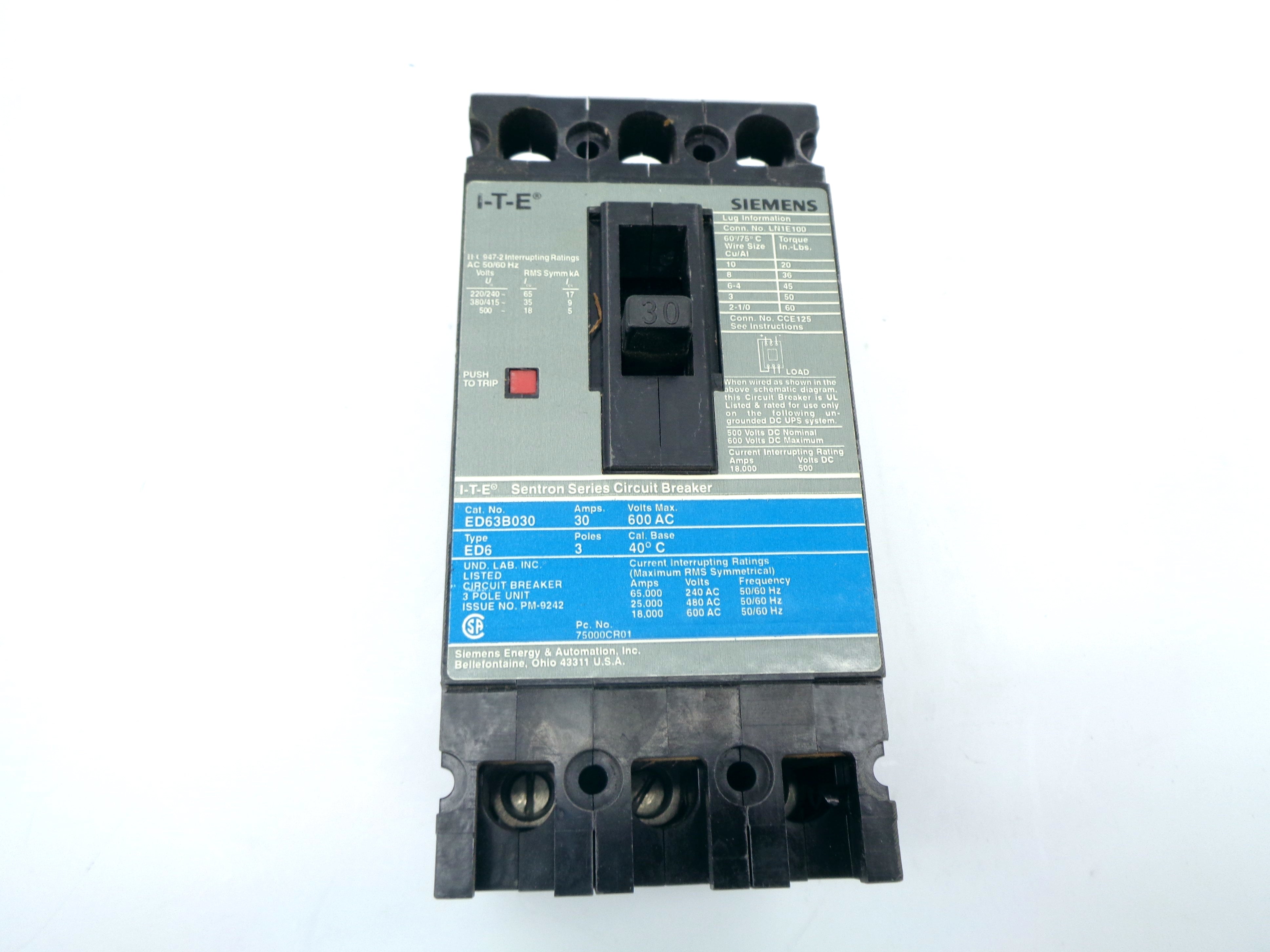 SIEMENS ED63B030 30A 600V NSMP