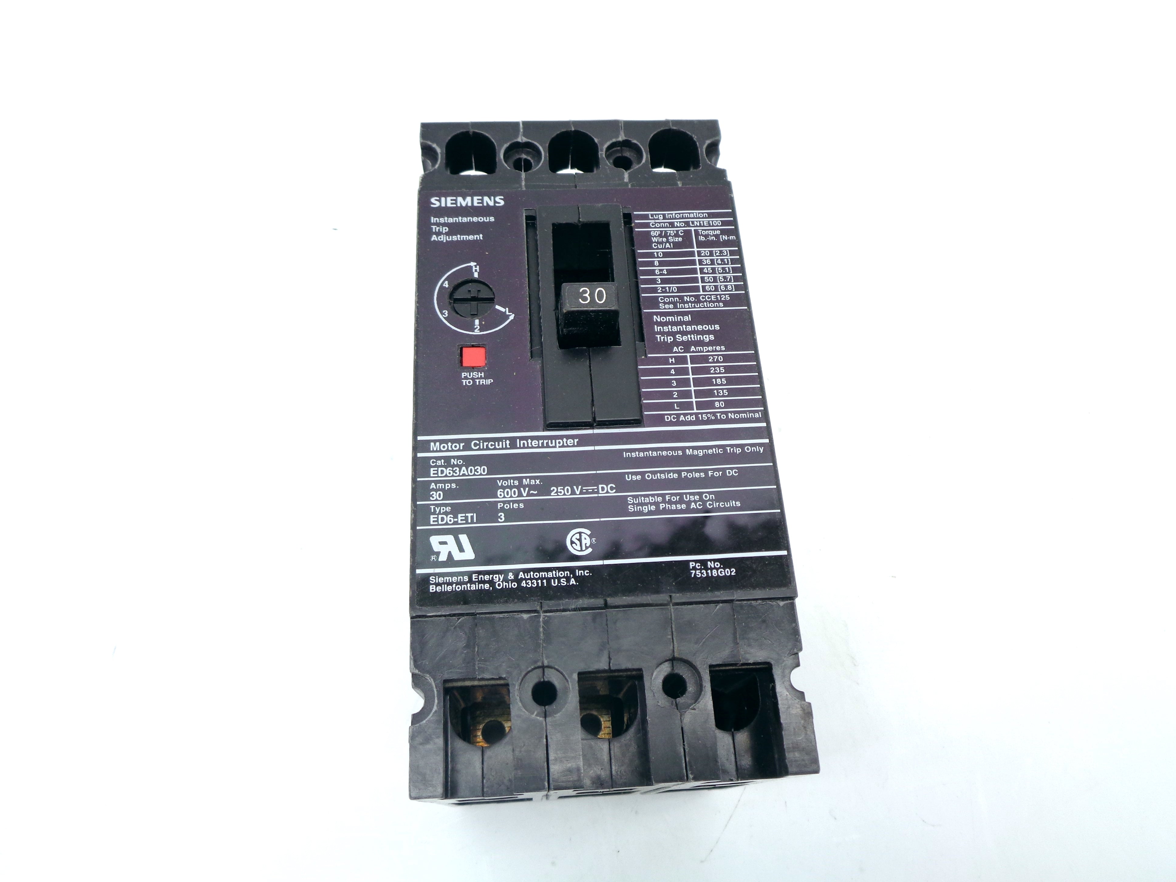SIEMENS ED63A030 30A NSMP