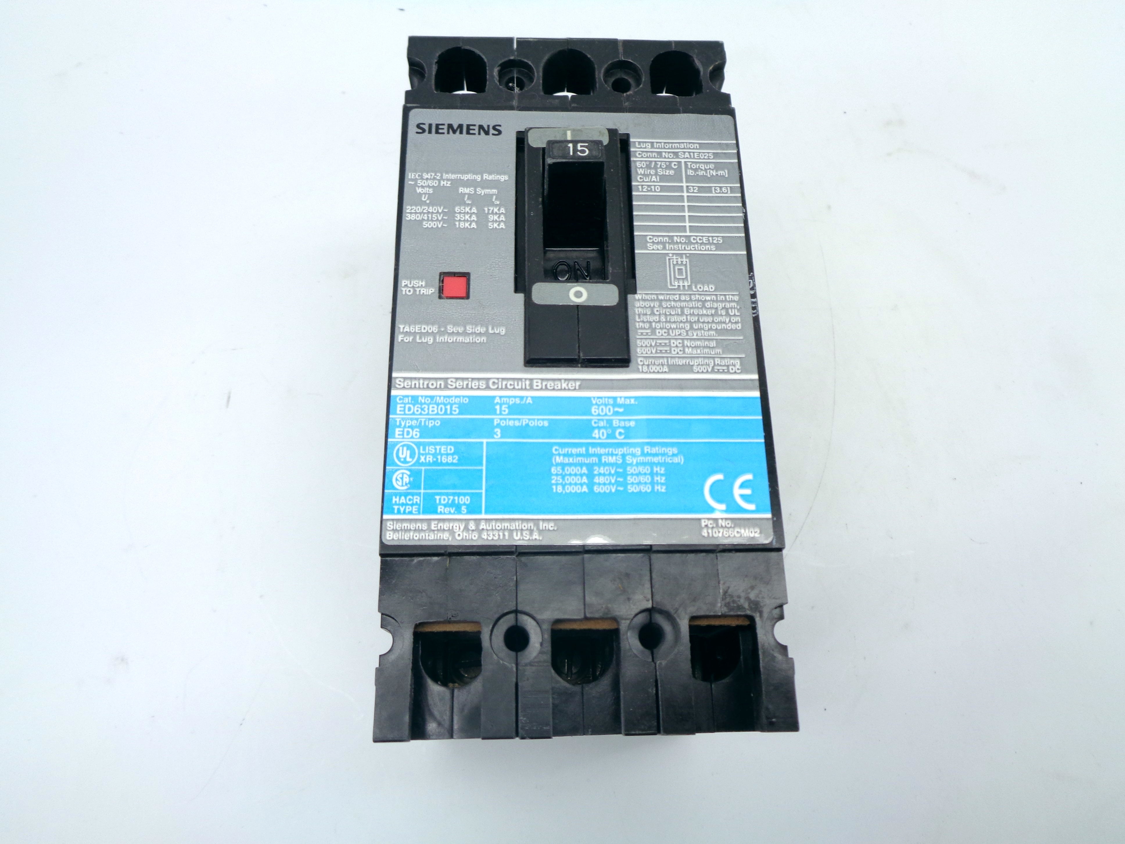 SIEMENS ED63B015 15A 600V NSMP