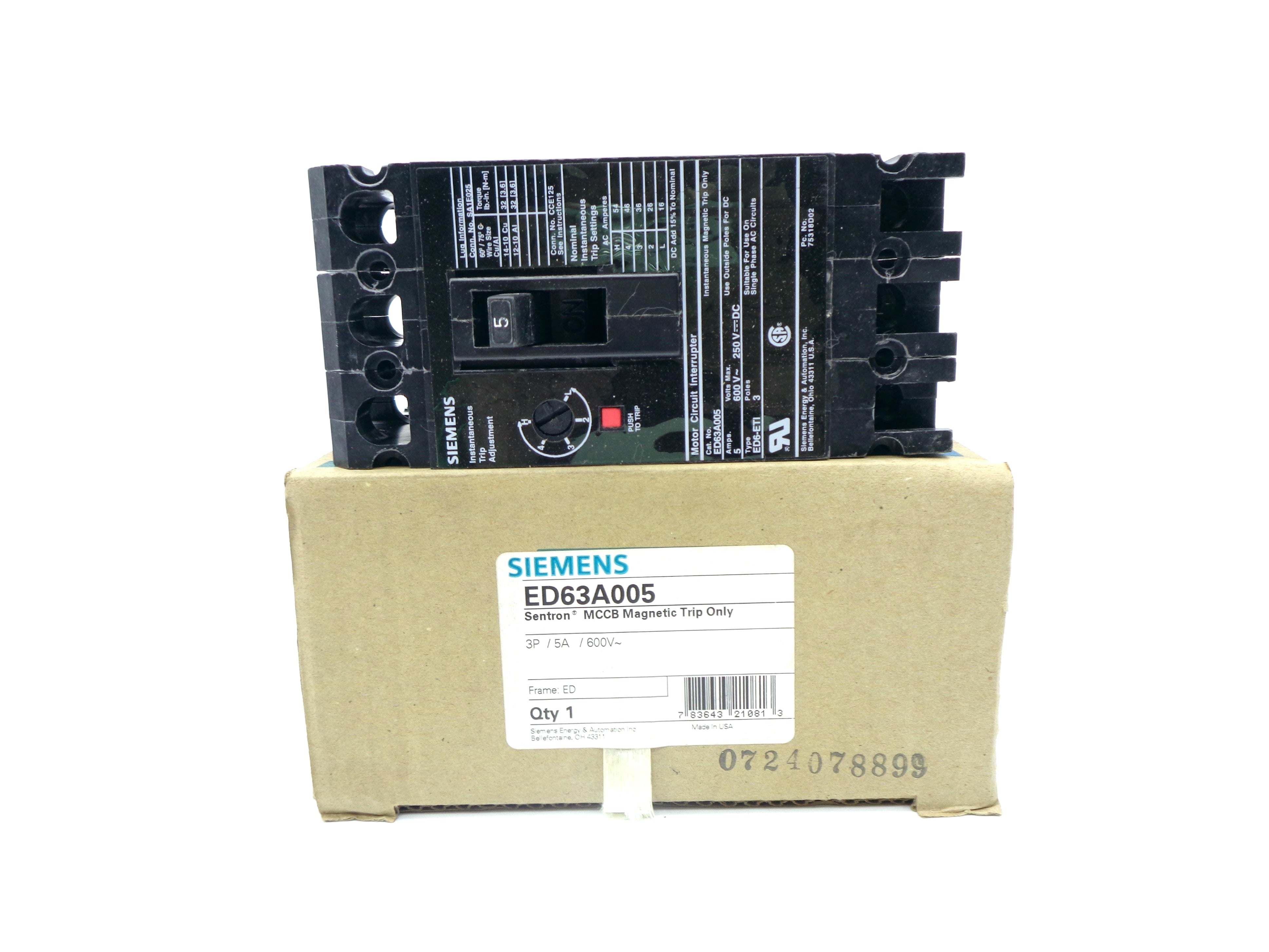 SIEMENS ED63A005 5A 600V NSMP