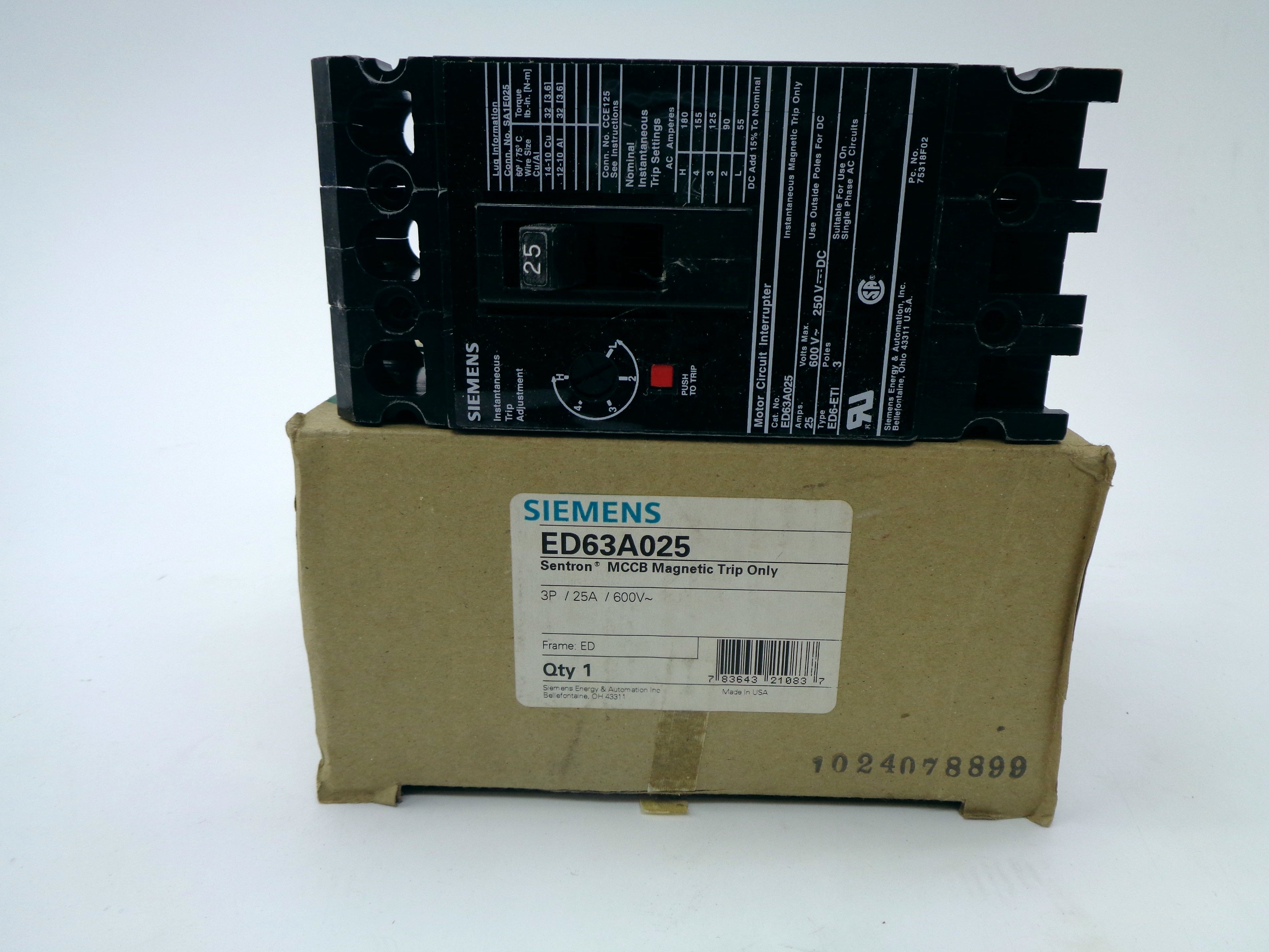 SIEMENS ED63A025 25A 600V NSMP