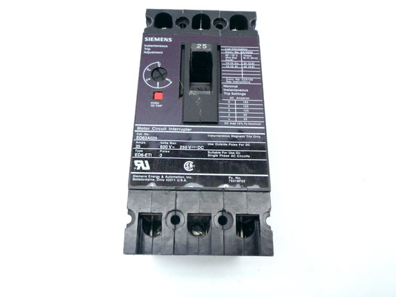 SIEMENS ED63A025 25A 600V NSMP