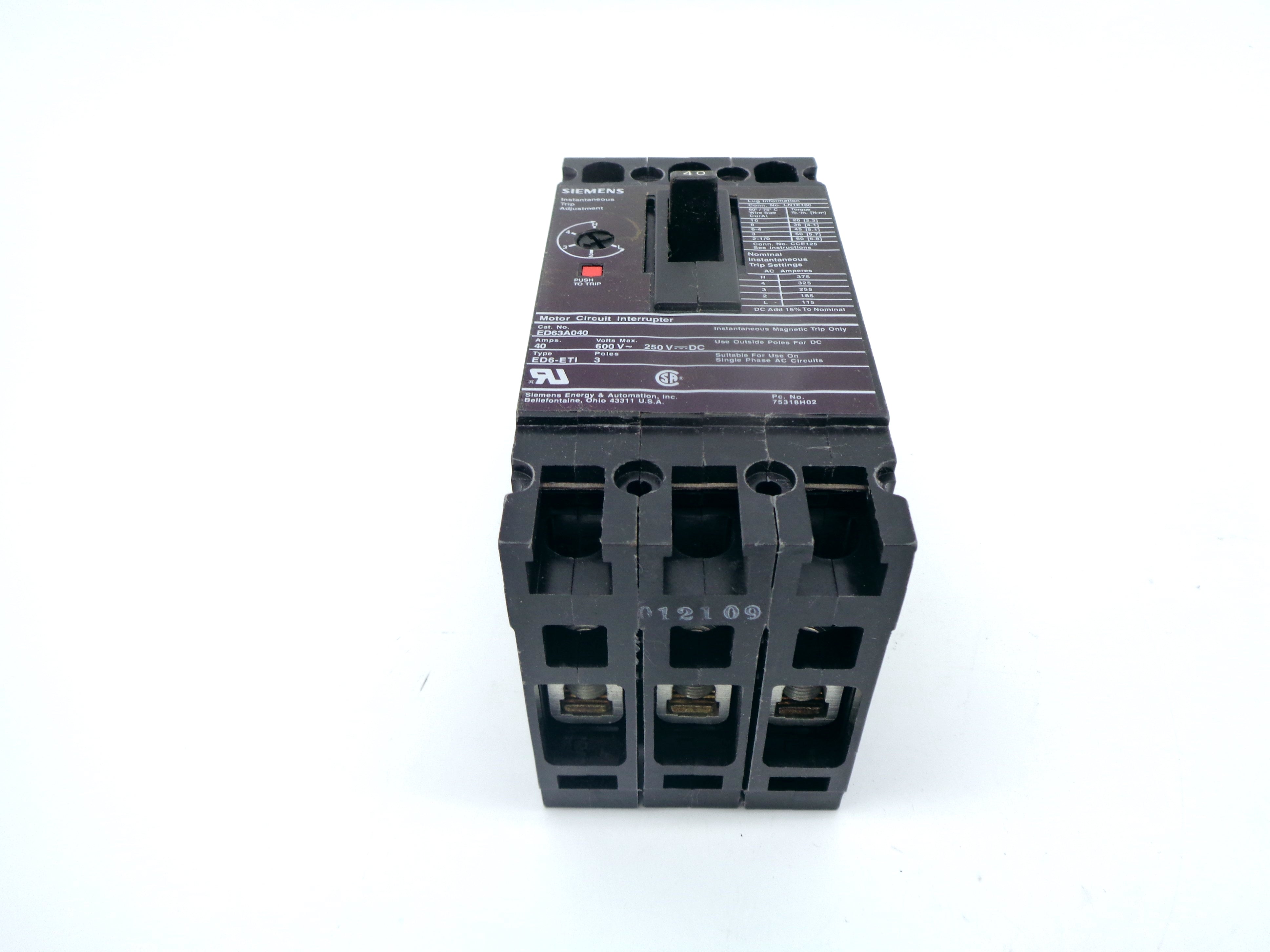 SIEMENS ED63A040 40A 600V NSNP