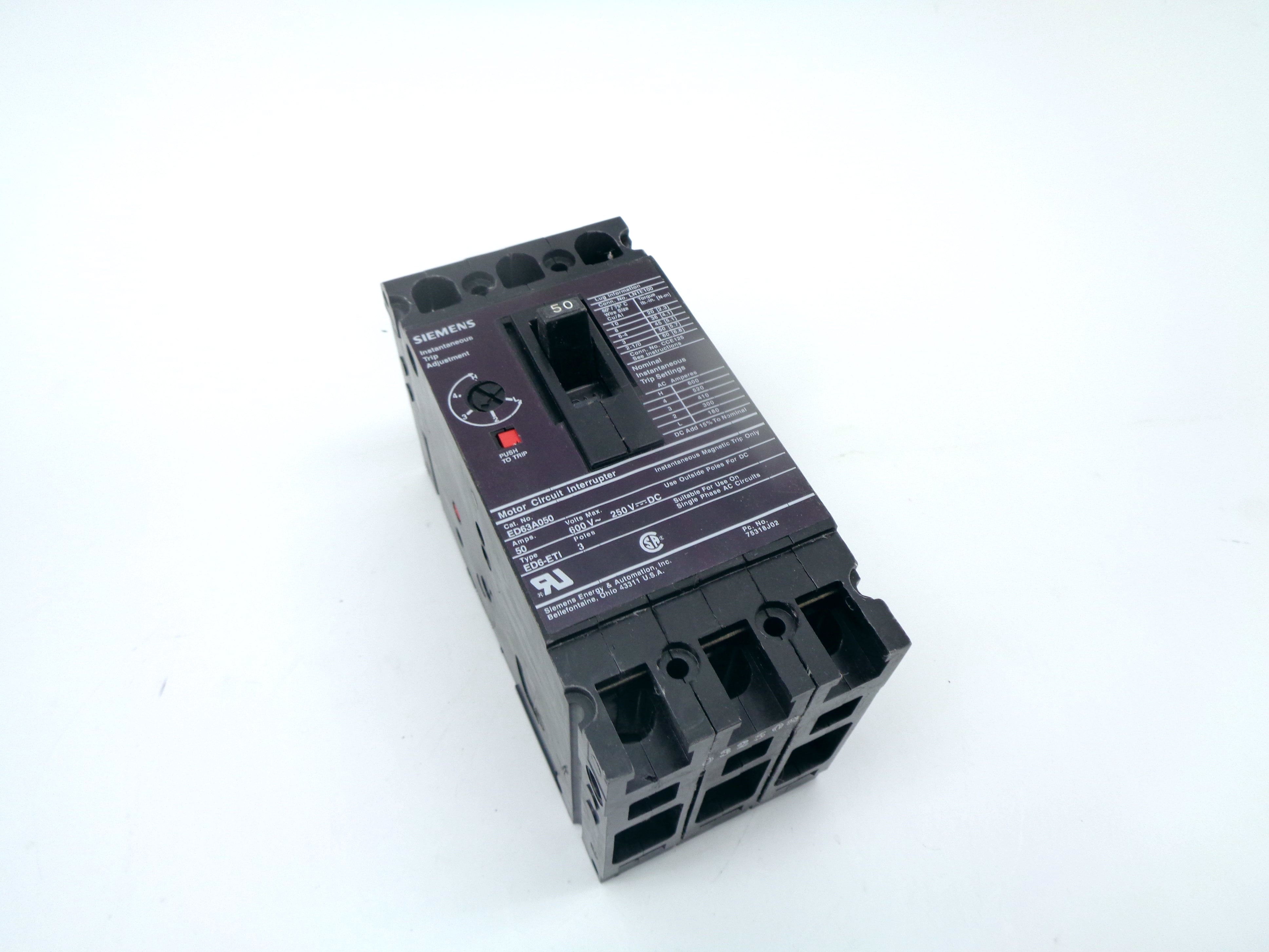 SIEMENS ED63A050 50A 600V NSNP