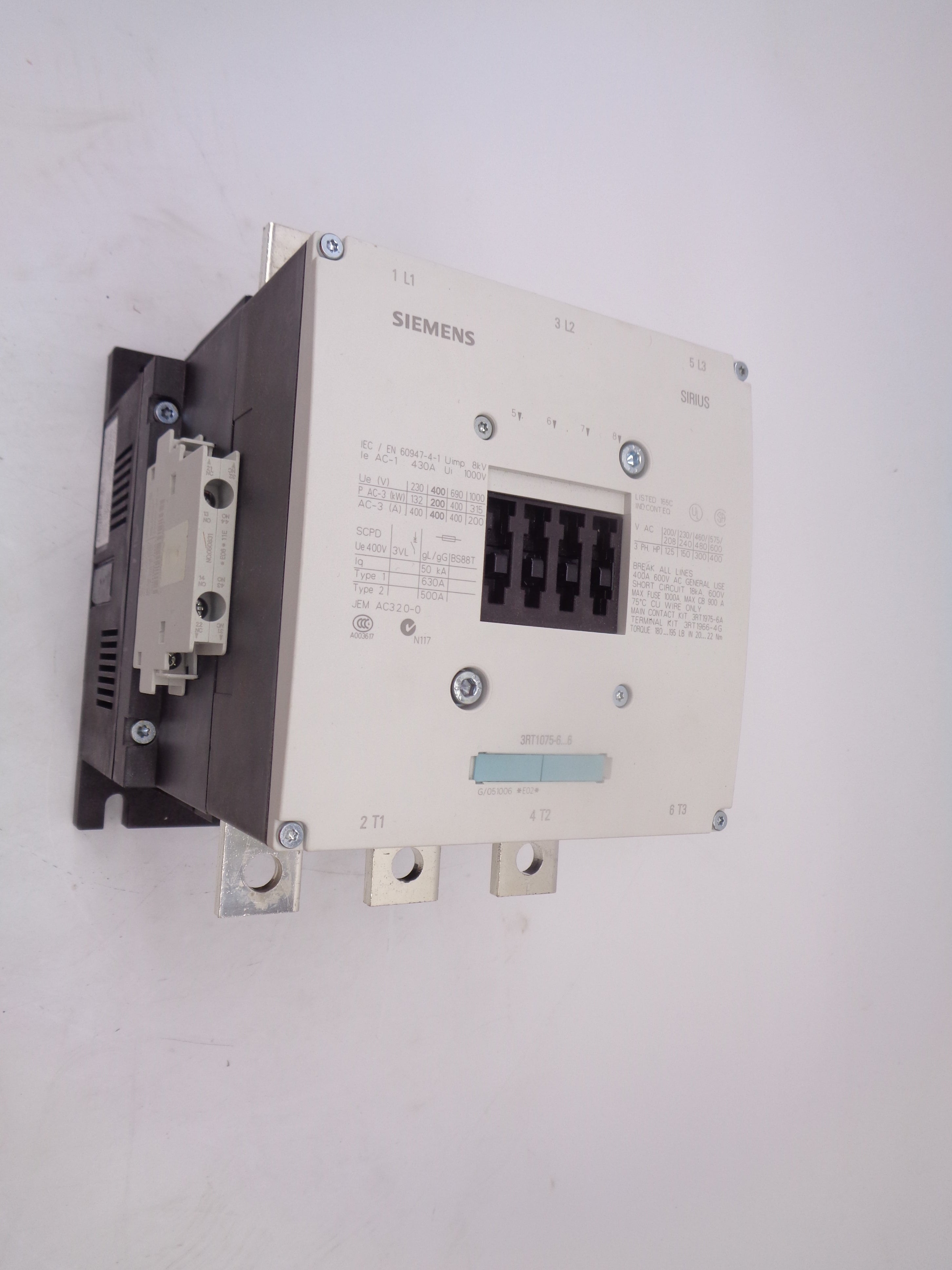 SIEMENS 3RT1075-6AR36 120V NSMP