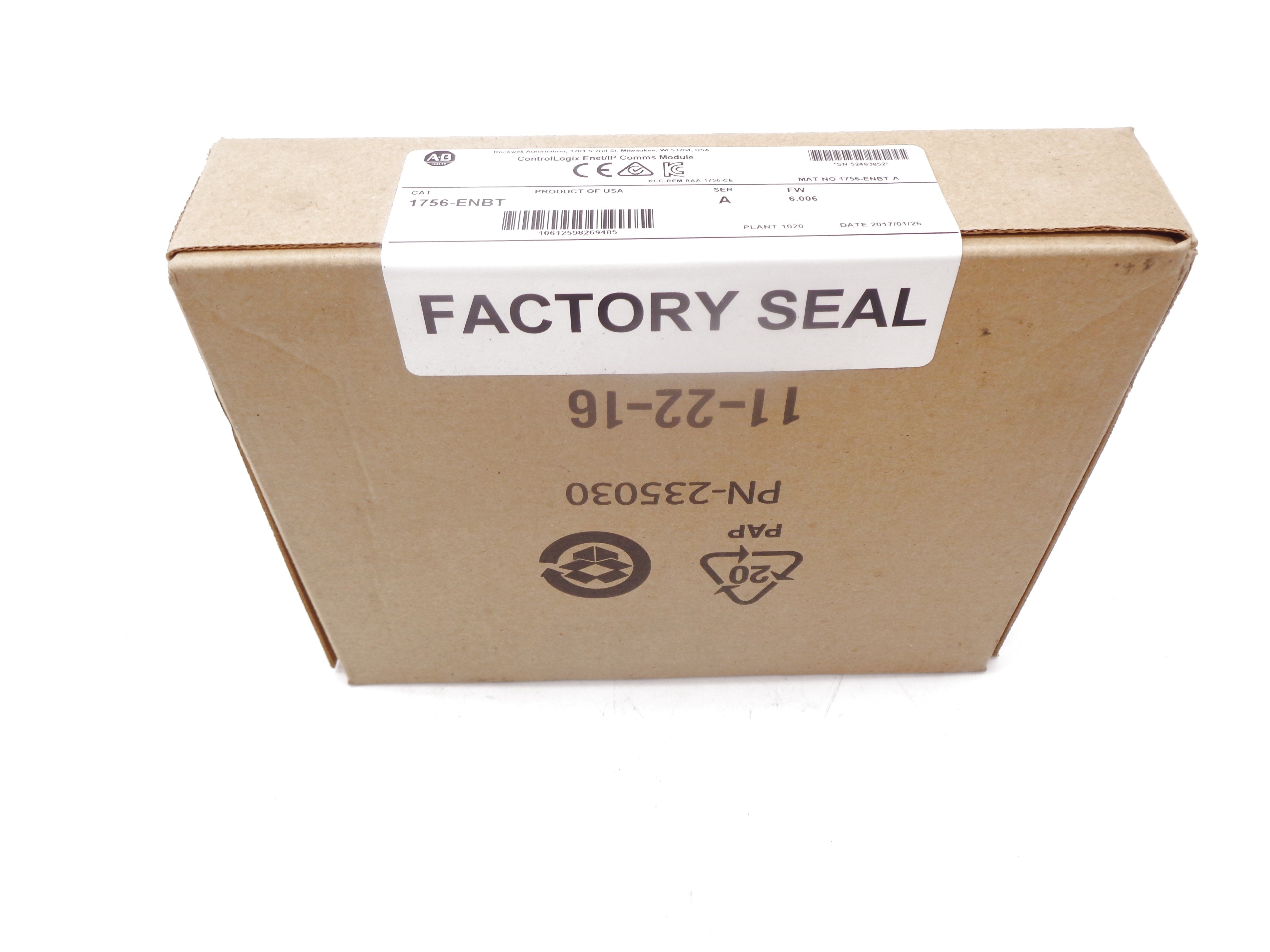 ALLEN BRADLEY 1756-ENBT SER. A F/W 6.006 DATE: 2017 NSFS