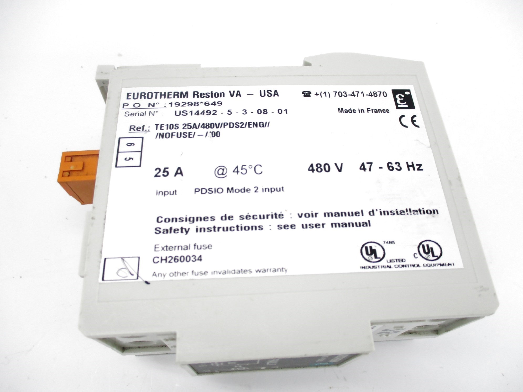 EUROTHERM TE10S 480V, 25A NSNP