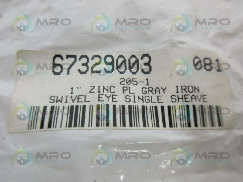 INDUSTRIAL MRO 67329003 ZINC IRON SWIVEL SHEAVE *NEW IN ORIGINAL PACKAGE*