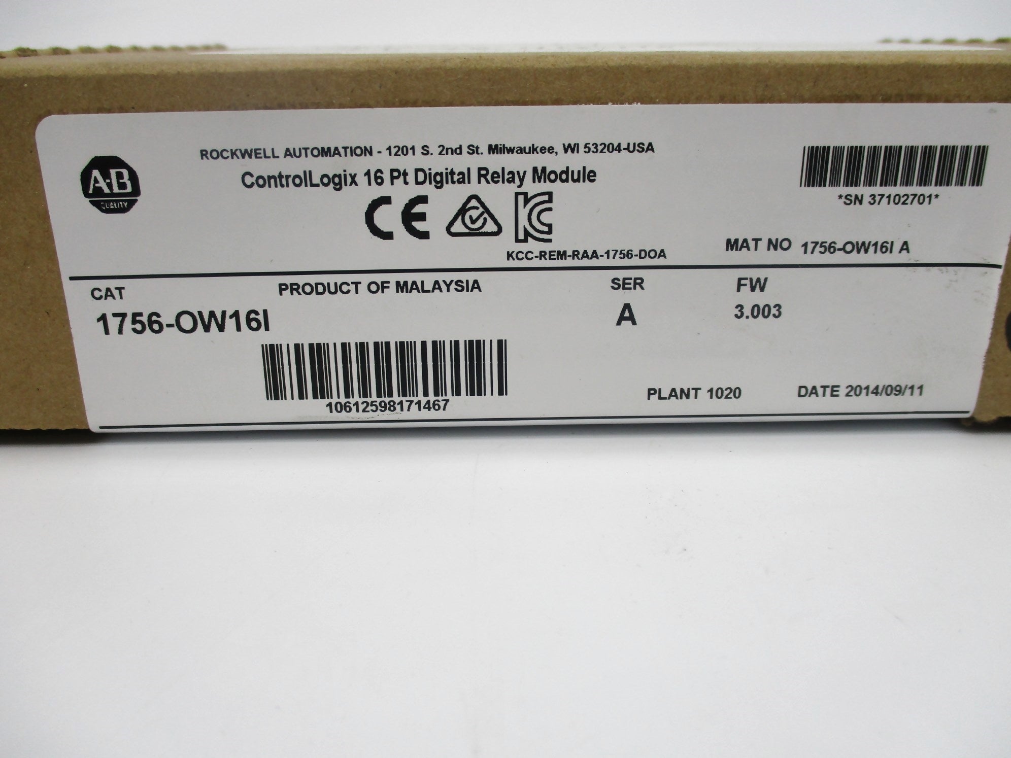 ALLEN BRADLEY 1756-OW16I SER. A F/W 3.003 DATE: 2014 NSFS