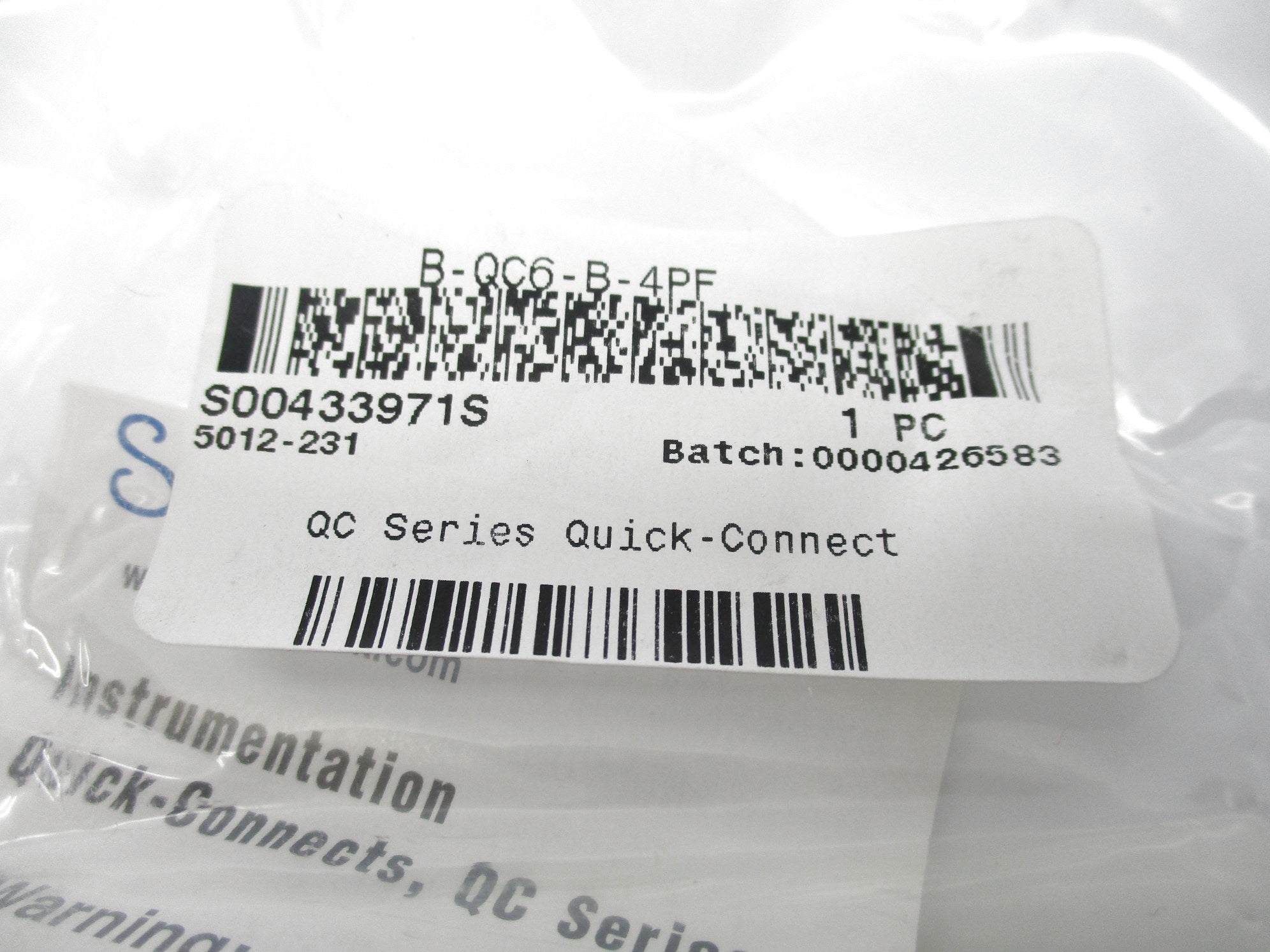 SWAGELOK B-QC6-B-4PF NSMP