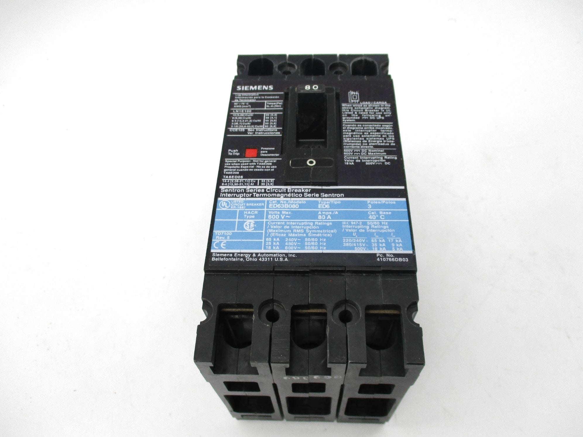 SIEMENS ED63B080L 600V 80A NSMP