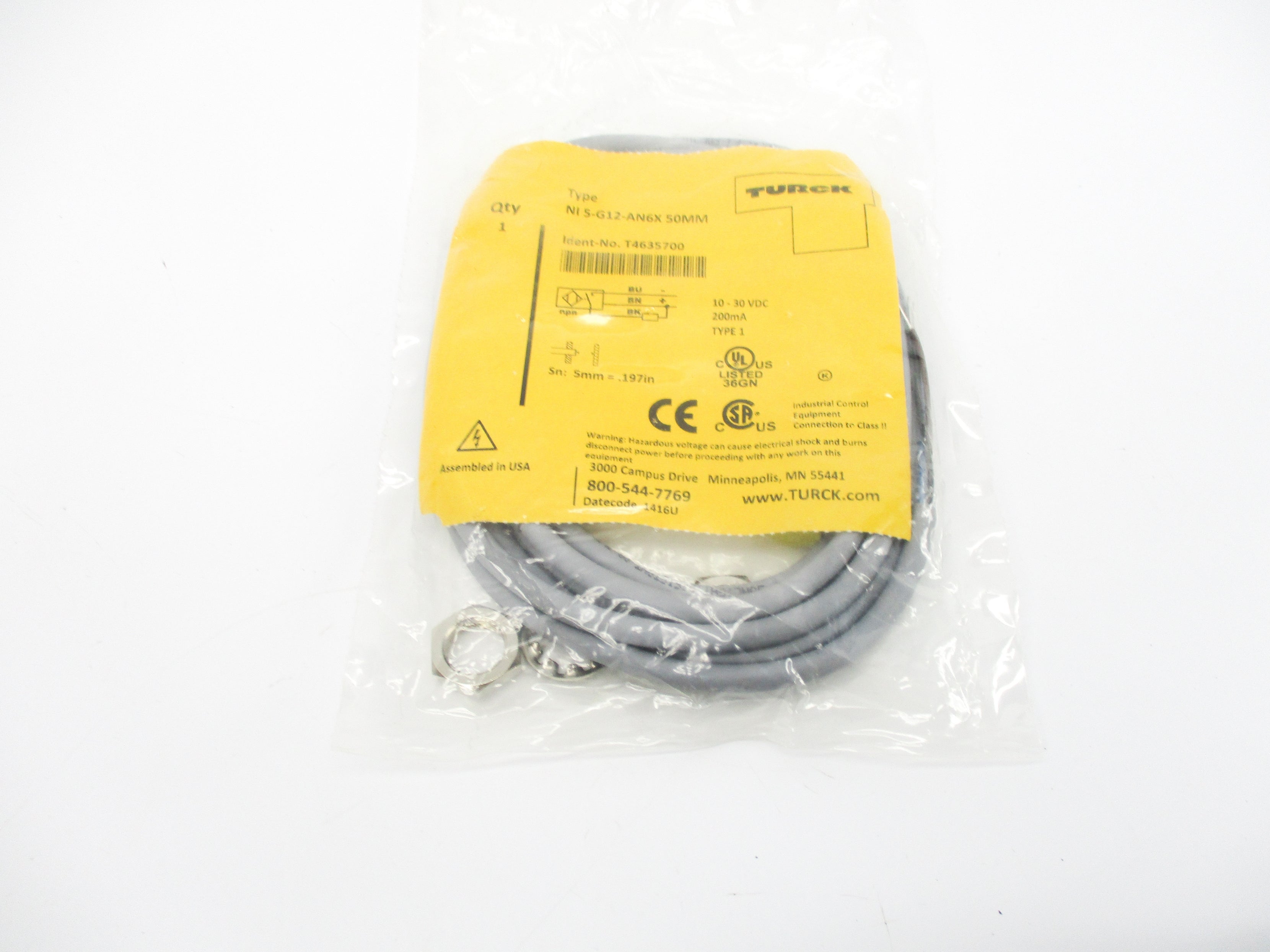 TURCK NI5-G12-AN6X50MM T4635700 10-30VDC NSMP