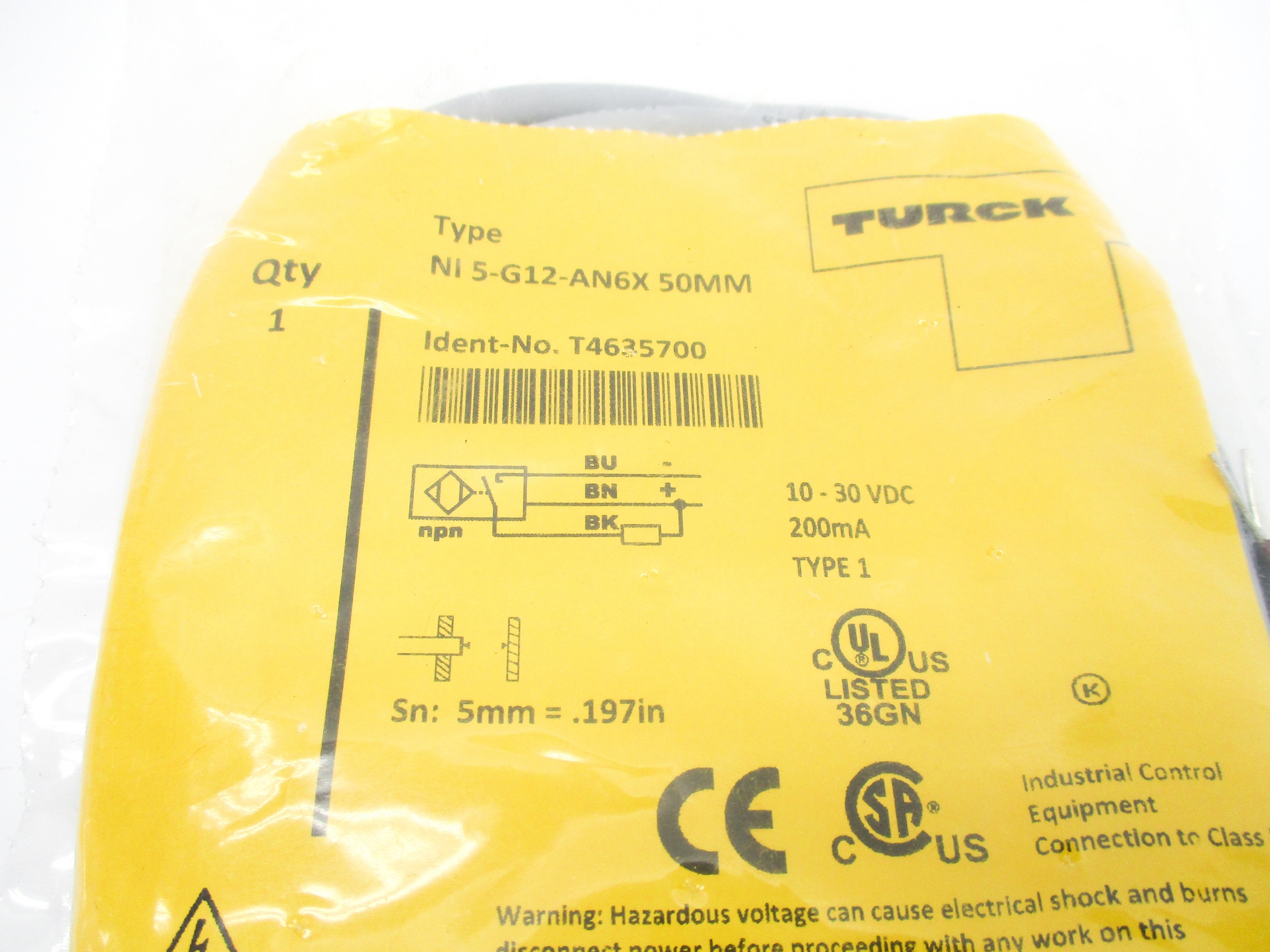 TURCK NI5-G12-AN6X50MM T4635700 10-30VDC NSMP
