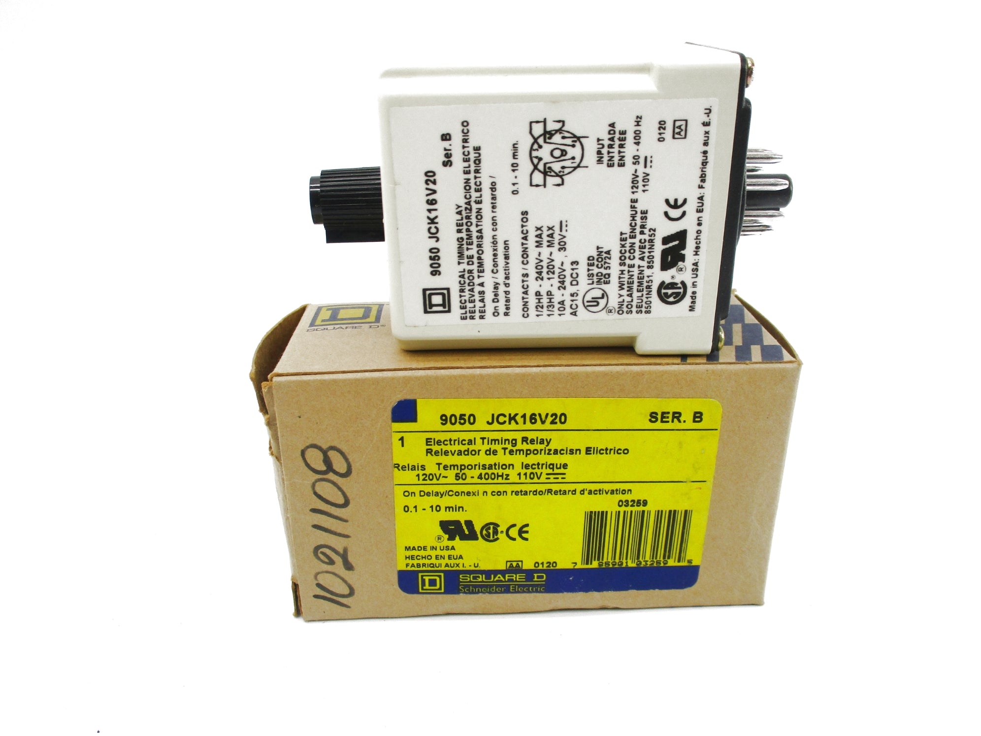 SQUARE D 9050JCK16V20 SER. B 10A 120V-50-40HZ 110V NSMP