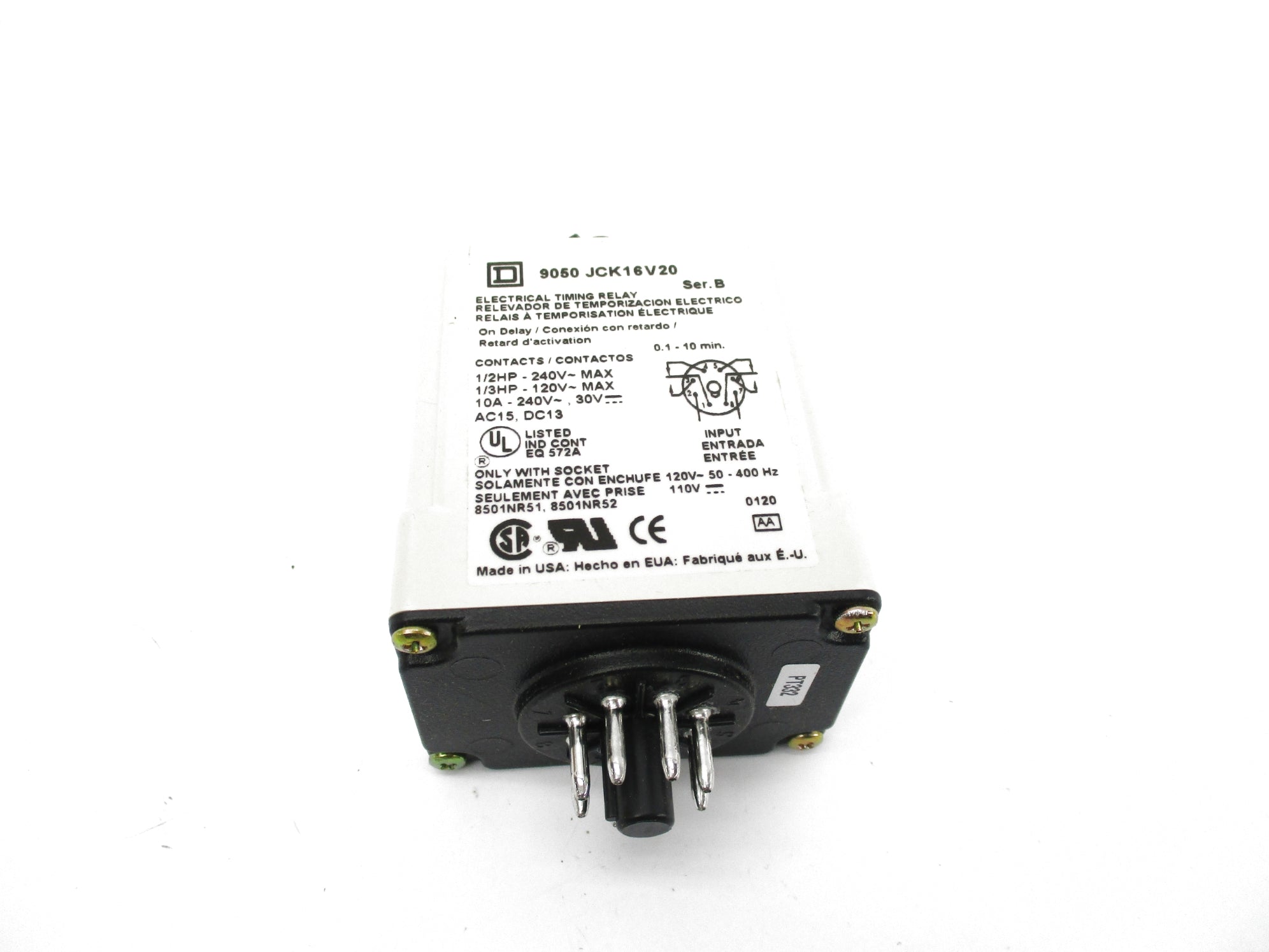 SQUARE D 9050JCK16V20 SER. B 10A 120V-50-40HZ 110V NSMP