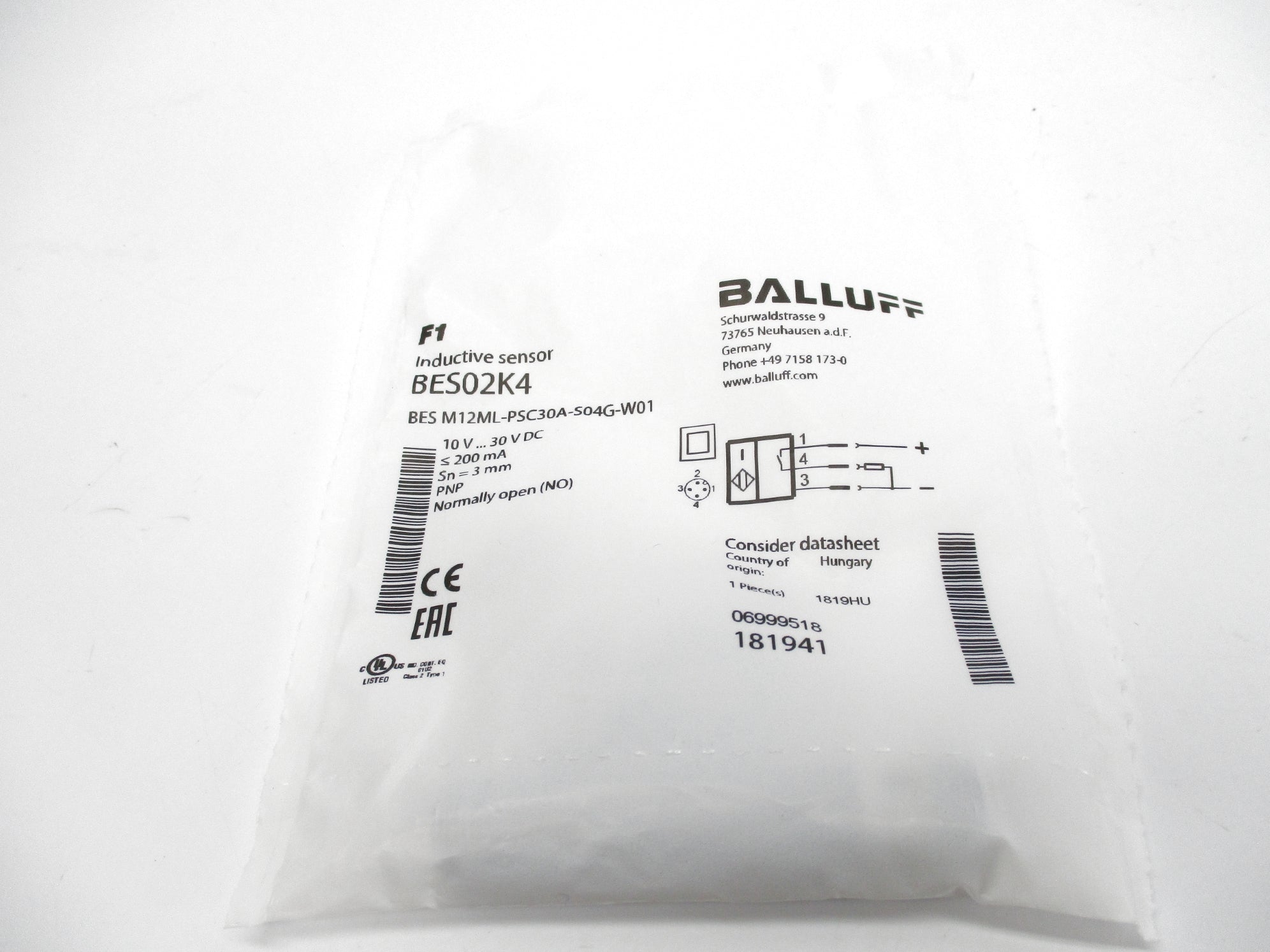 BALLUFF BESM12ML-PSC30A-S04F-W01 NSMP