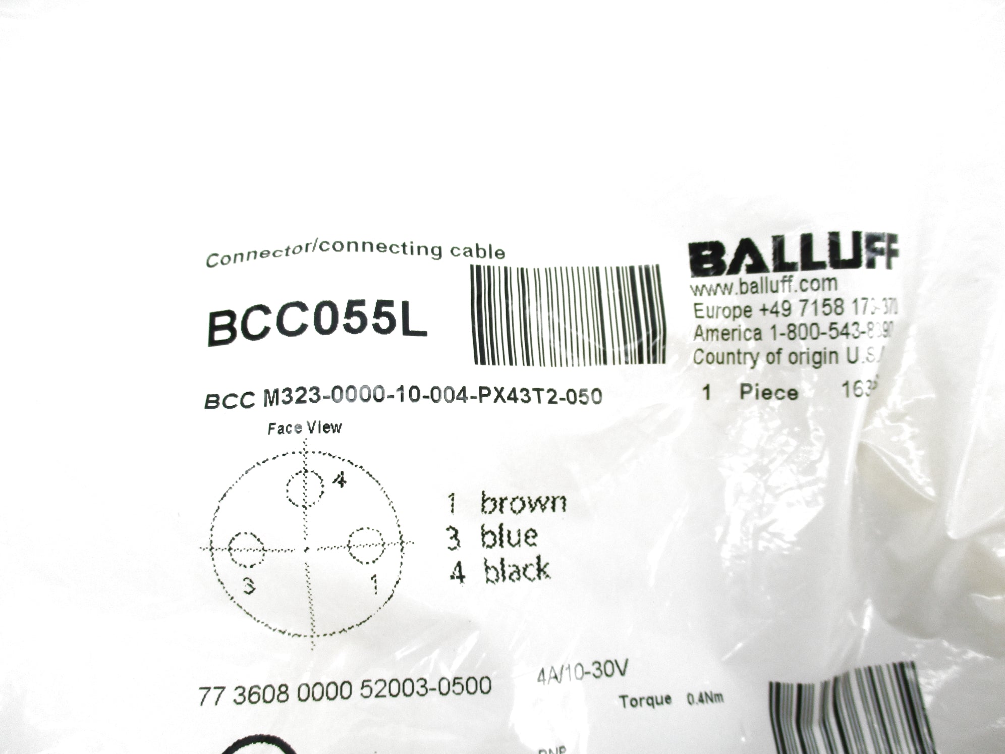 BALLUFF BCCM323-0000-10-004-PX43T2-050 BCC055L 10-30V 4A NSMP