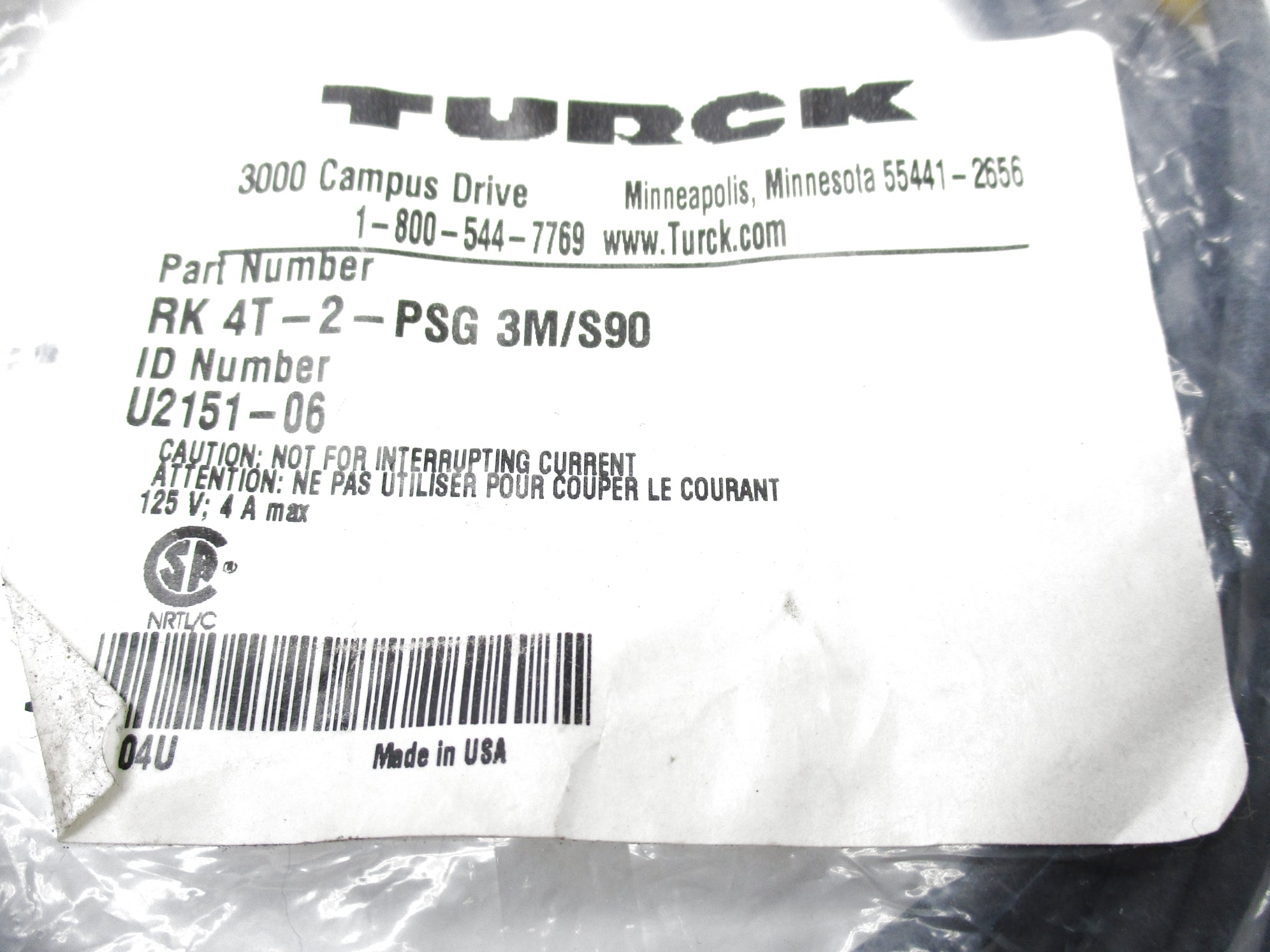 TURCK RK4T-2-PSG3M/S90 NSMP